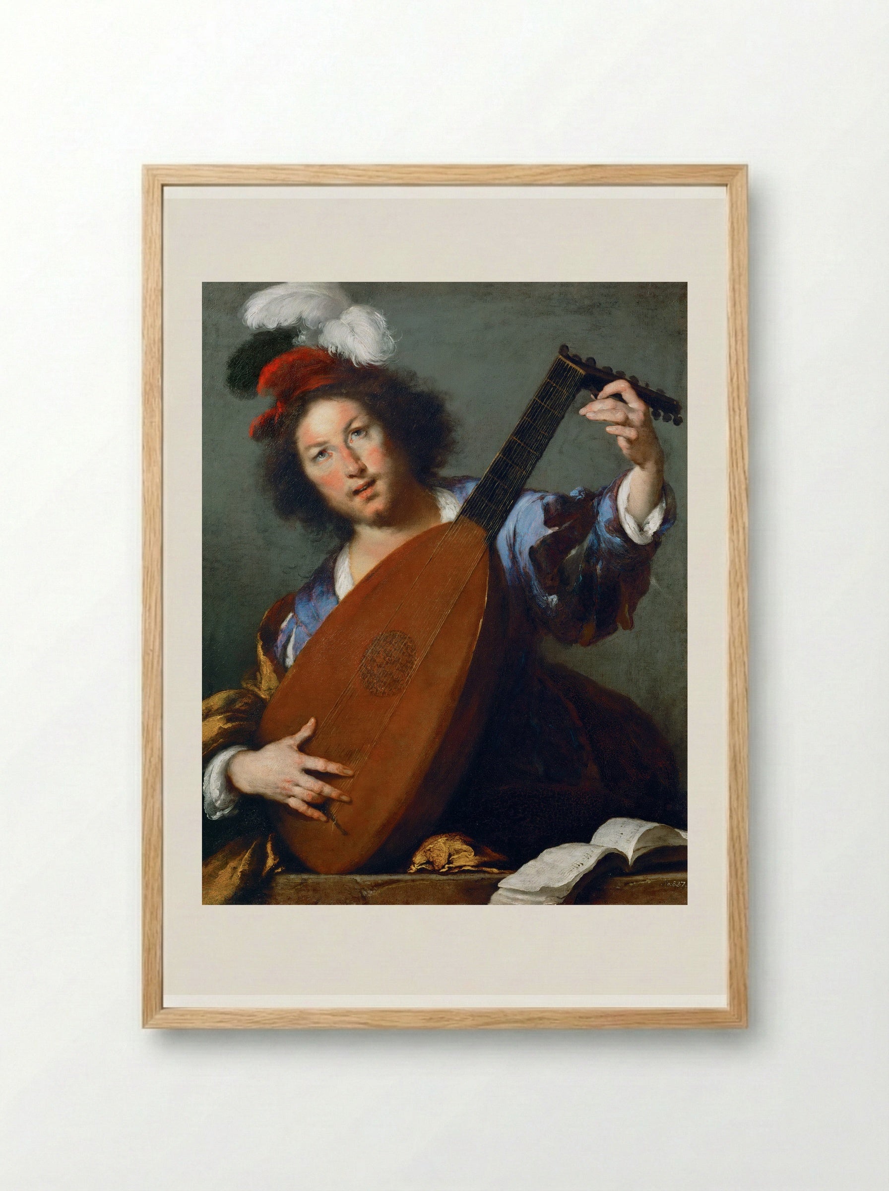 Lute Player - Bernardo Strozzi - Framed Print Wood