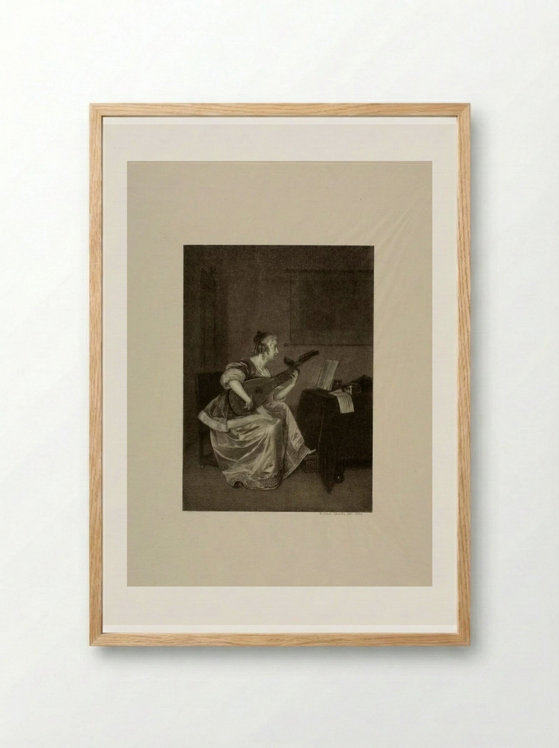 Lute-player (After Frans van Mieris the Elder) - Timothy Cole - Framed Print Wood