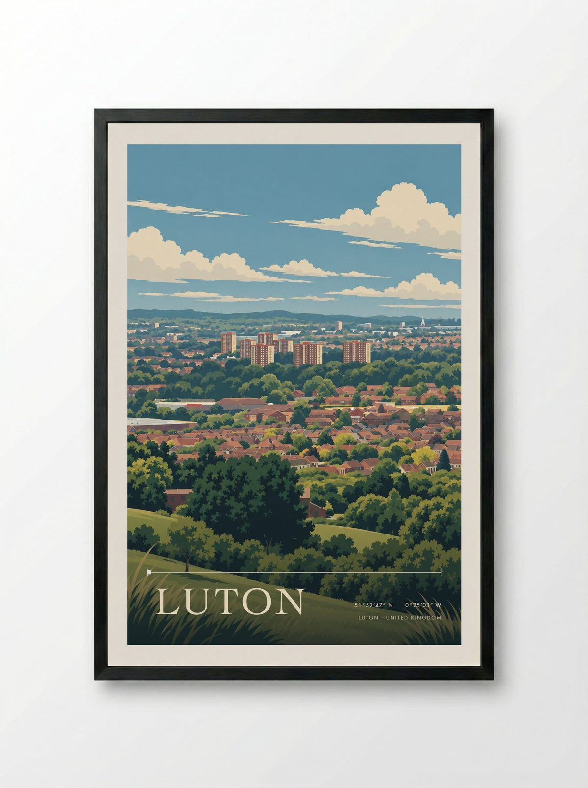 Luton | Travel Poster - Framed Print Black