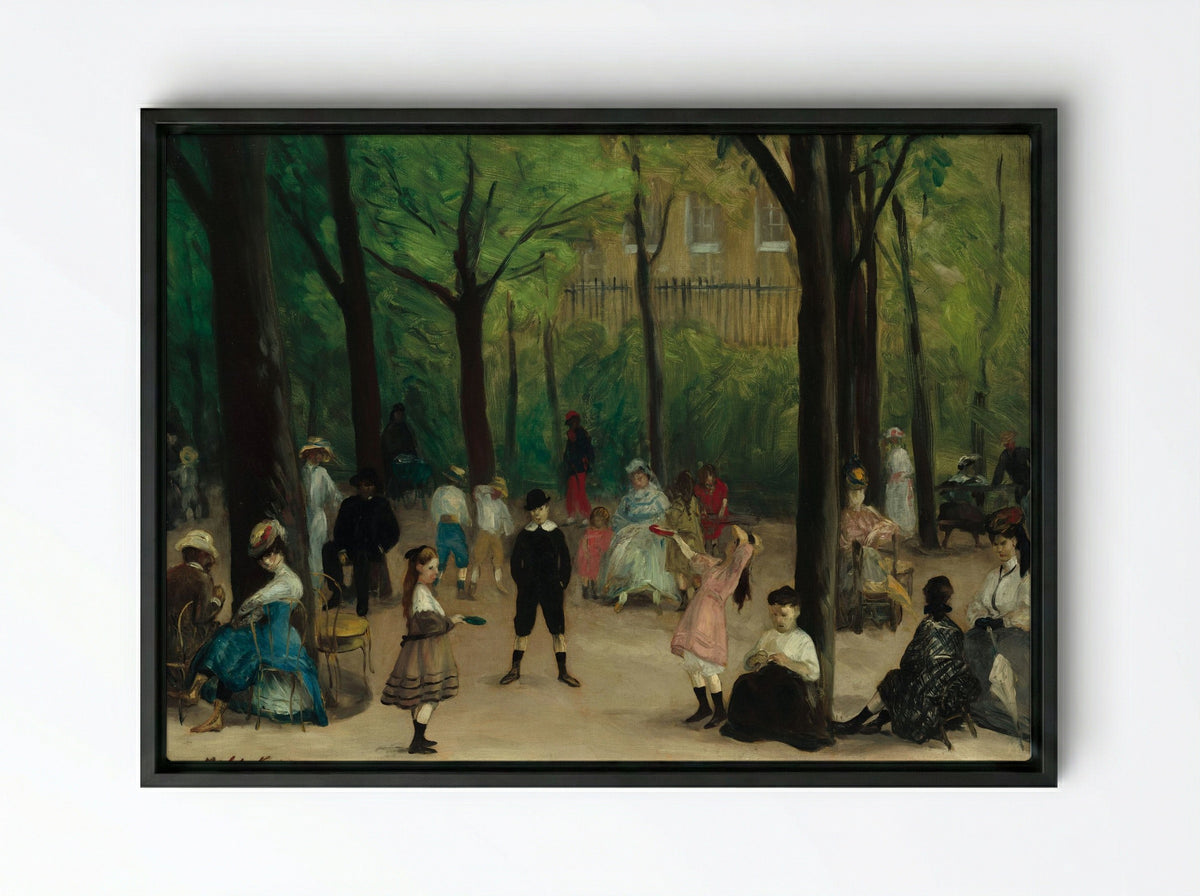 Luxembourg Gardens - William James Glackens - Framed Canvas Black