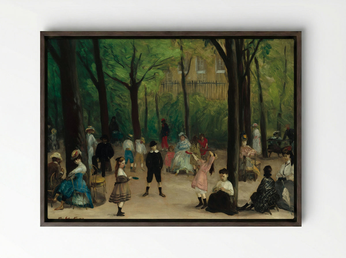 Luxembourg Gardens - William James Glackens - Framed Canvas Dark Wood
