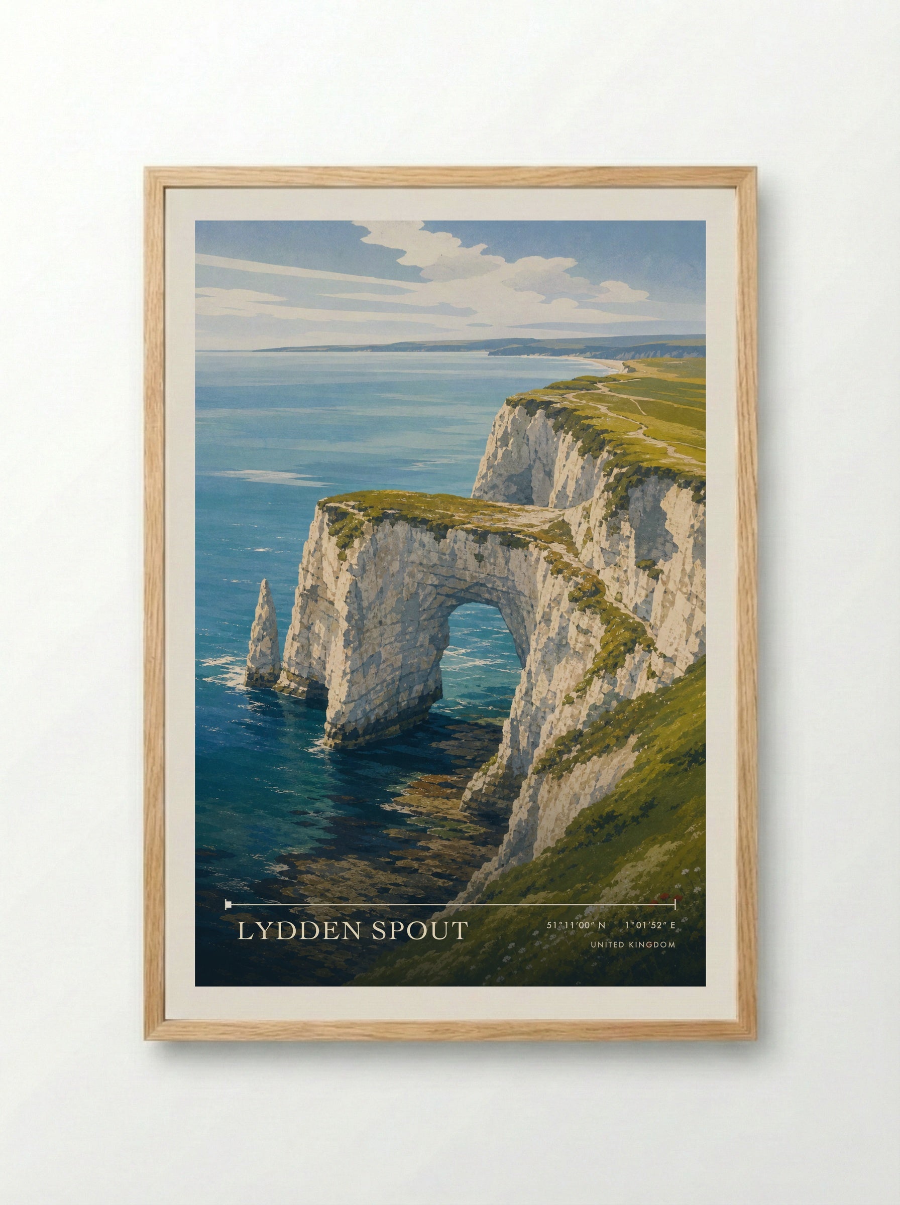 Lydden Spout United Kingdom Travel Poster - Framed Print Wood