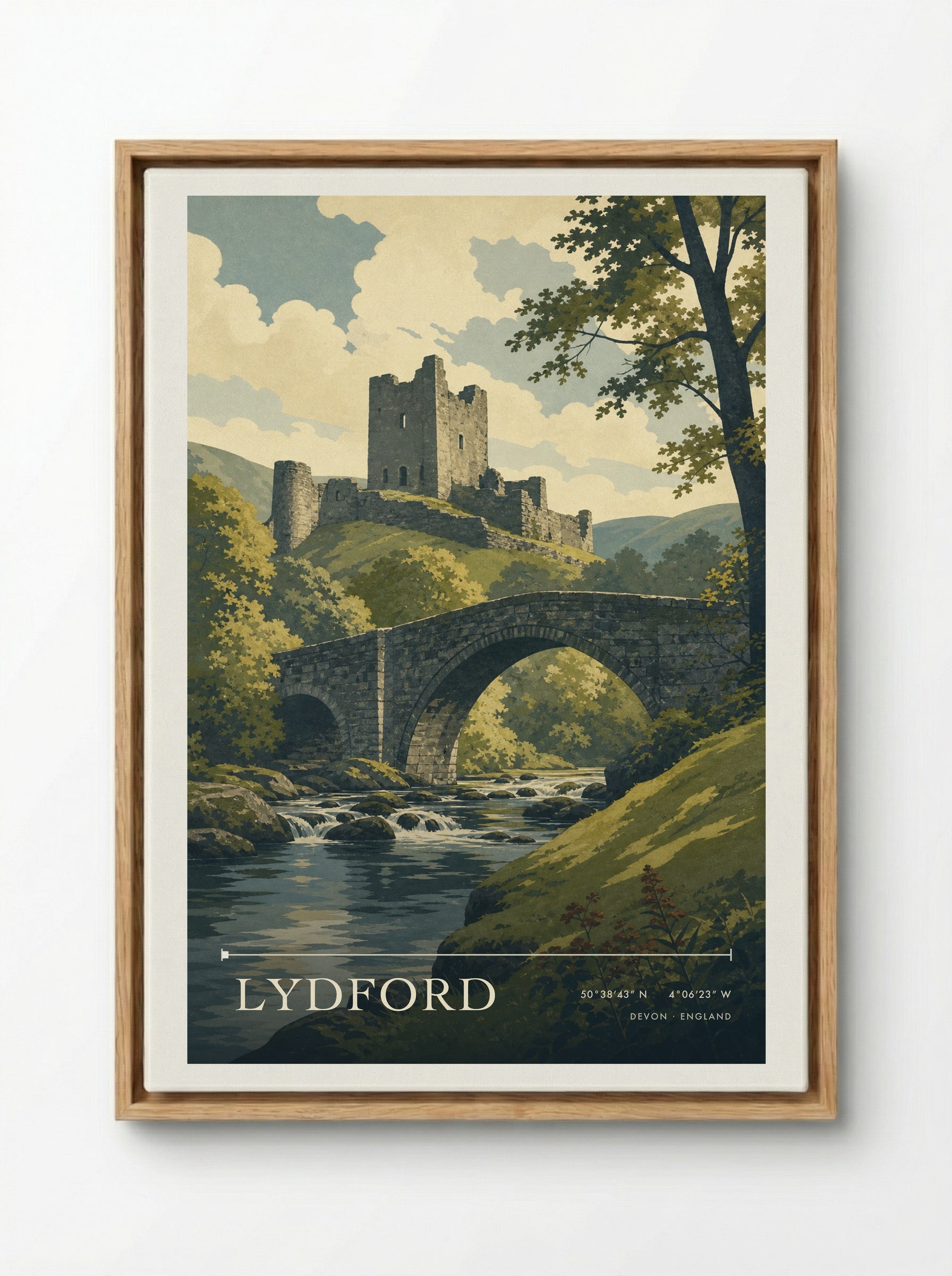 Lydford Devon England Travel Poster - Framed Canvas Wood