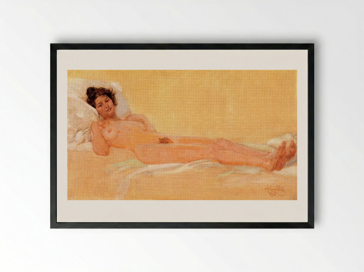 Lying Naked, Gabrielle - Frantisek Kupka - Framed Print Black