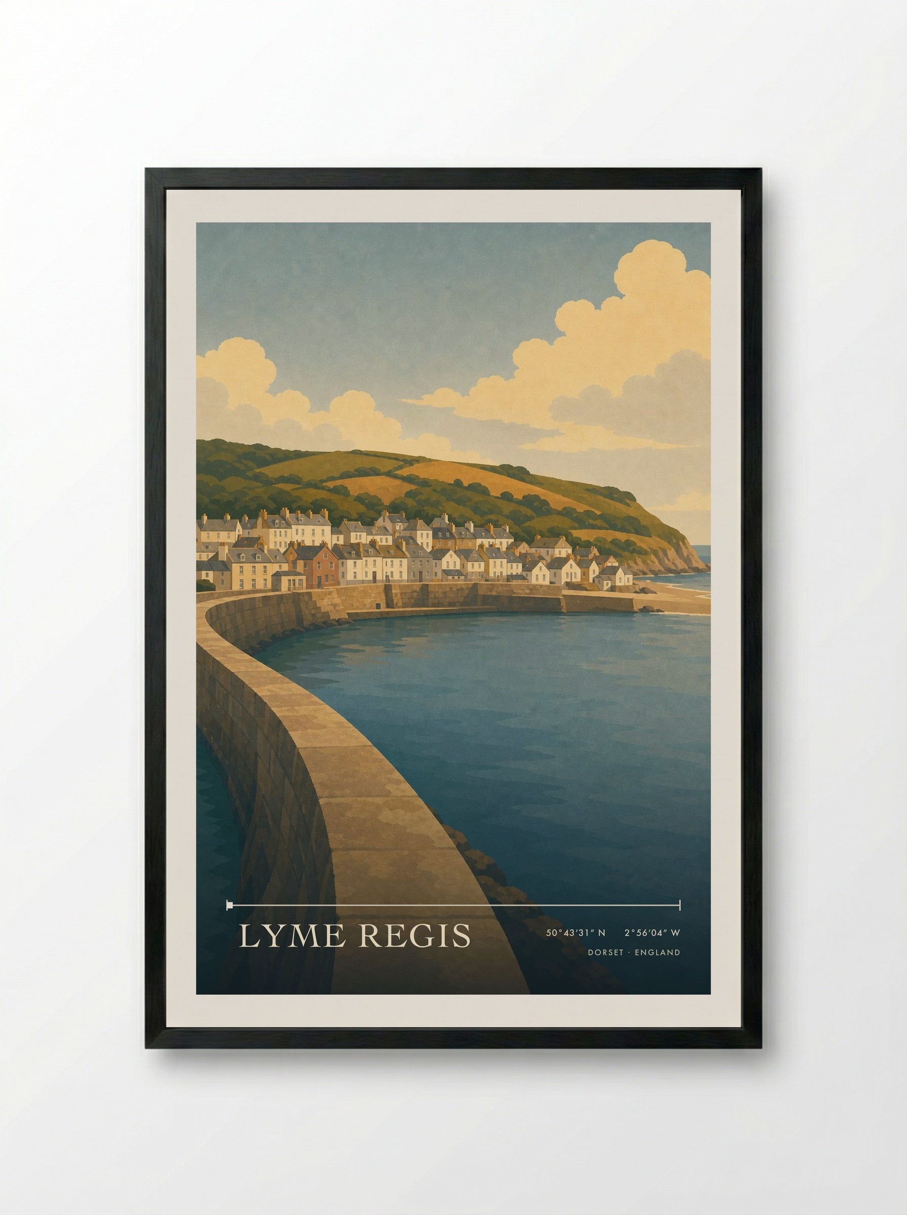Lyme Regis Dorset Travel Poster - Framed Print Black