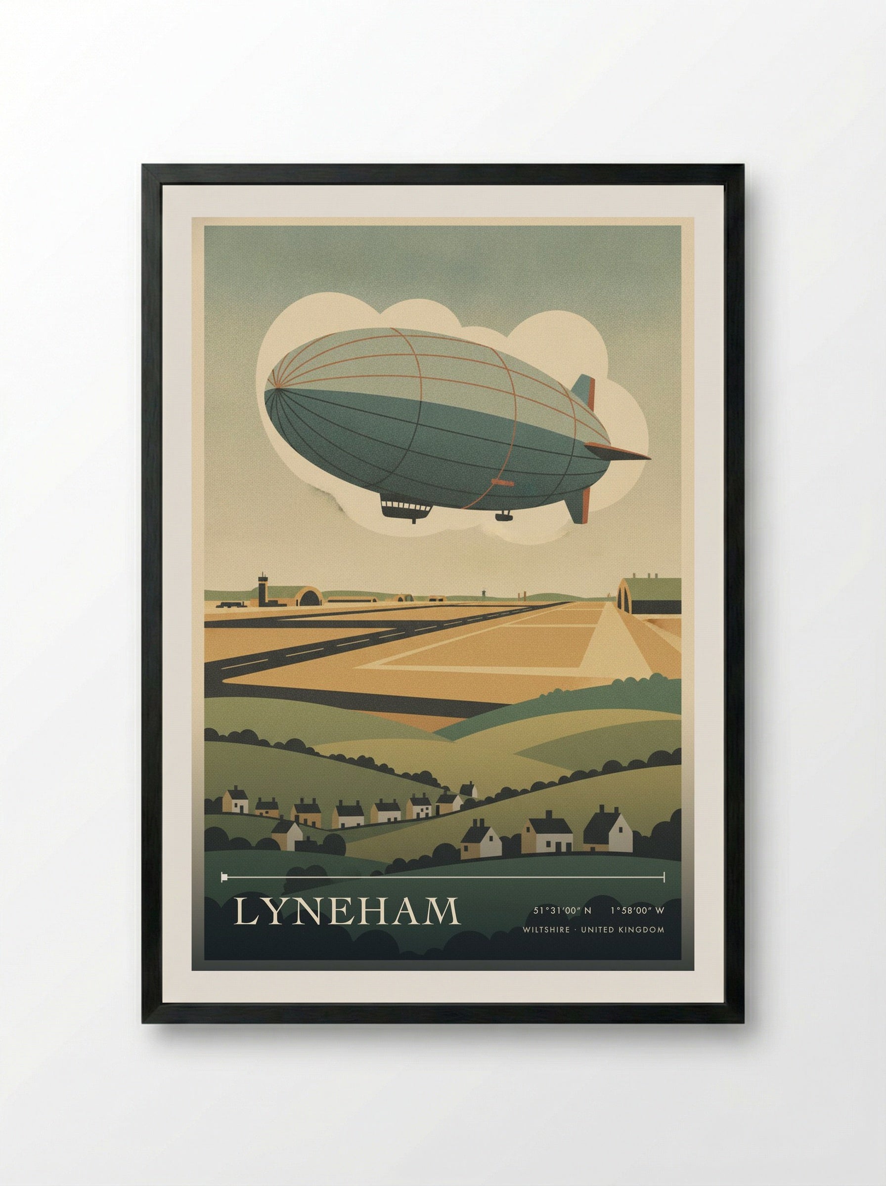 Lyneham Wiltshire United Kingdom Travel Poster - Framed Print Black