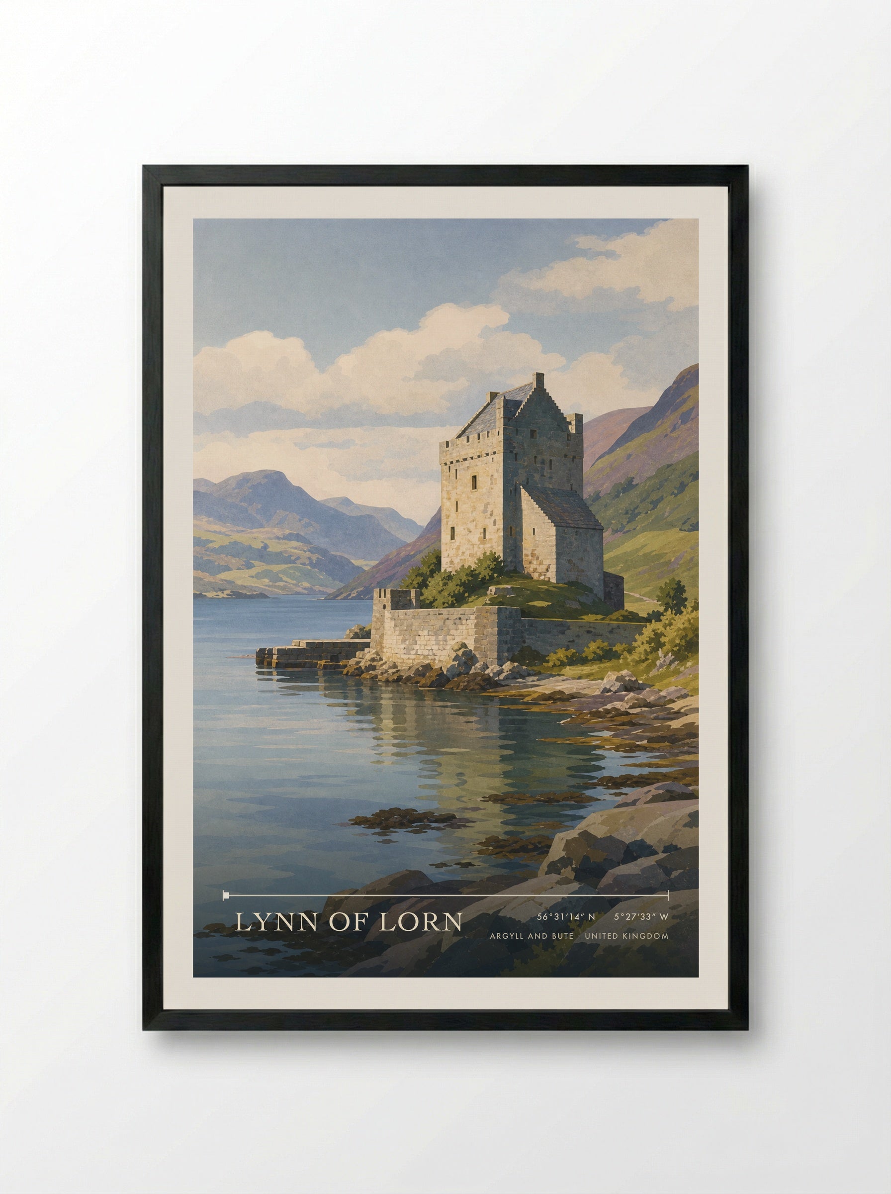 Lynn of Lorn Argyll and Bute United Kingdom Travel Poster - Framed Print Black
