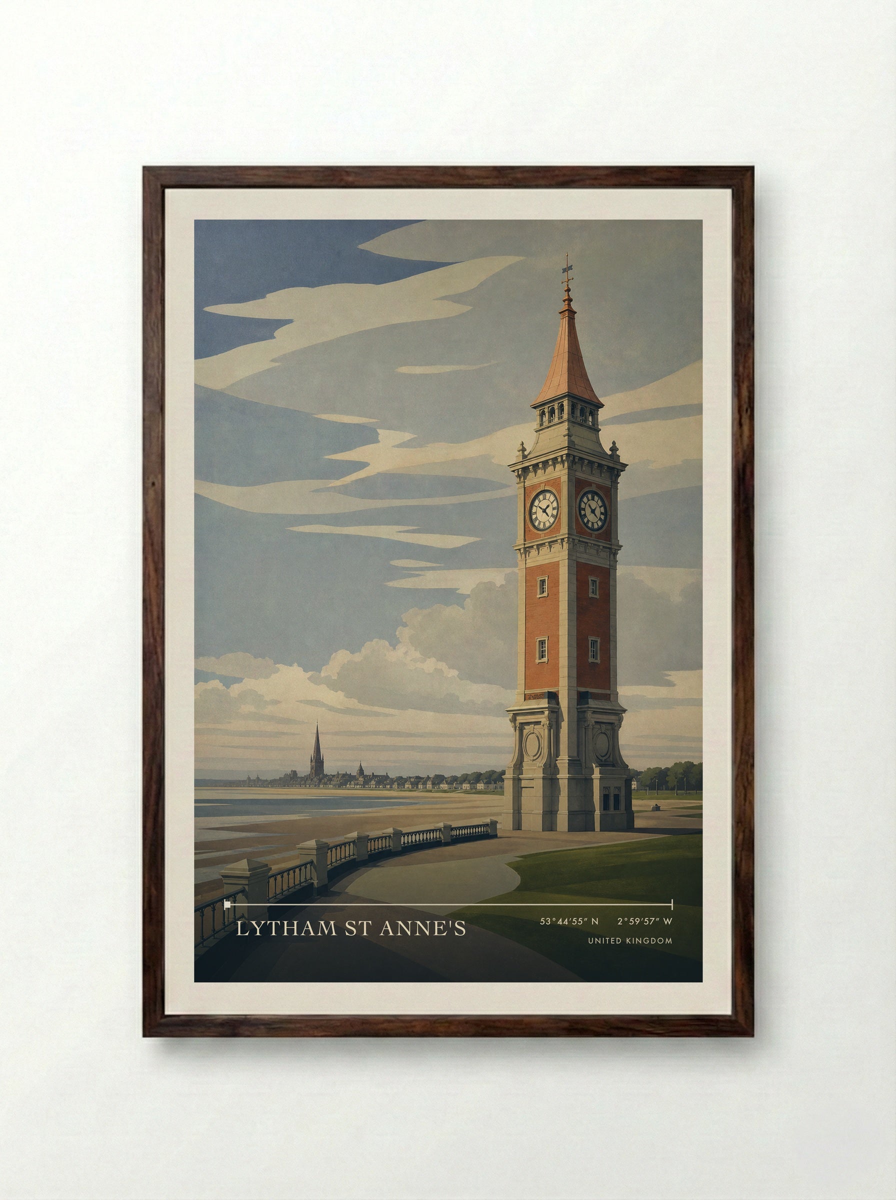 Lytham St Anne's United Kingdom Travel Poster - Framed Print Dark Wood