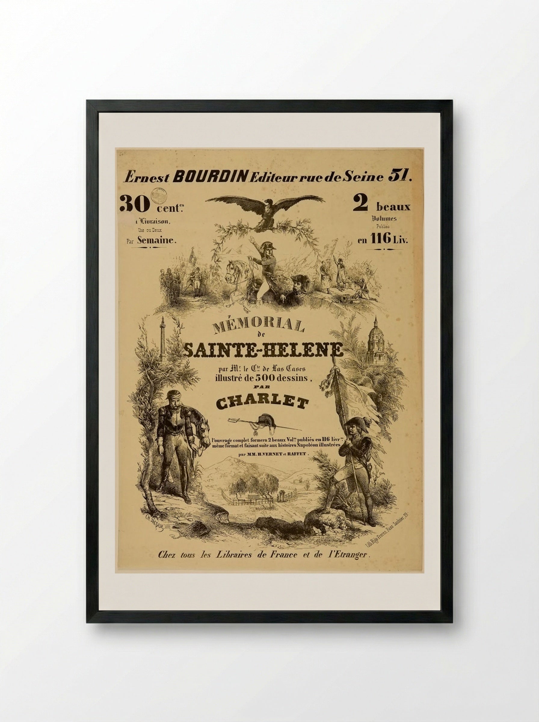 Mémorial de Sainte-Hélène - Charles-Émile Jacque - Framed Print Black