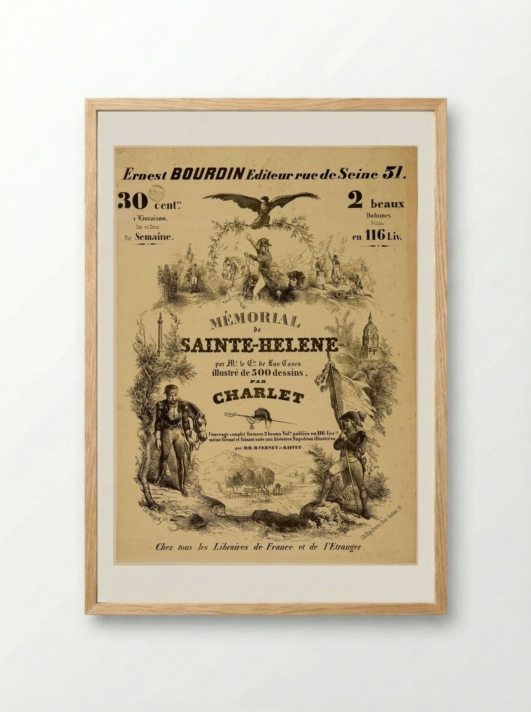 Mémorial de Sainte-Hélène - Charles-Émile Jacque - Framed Print Wood