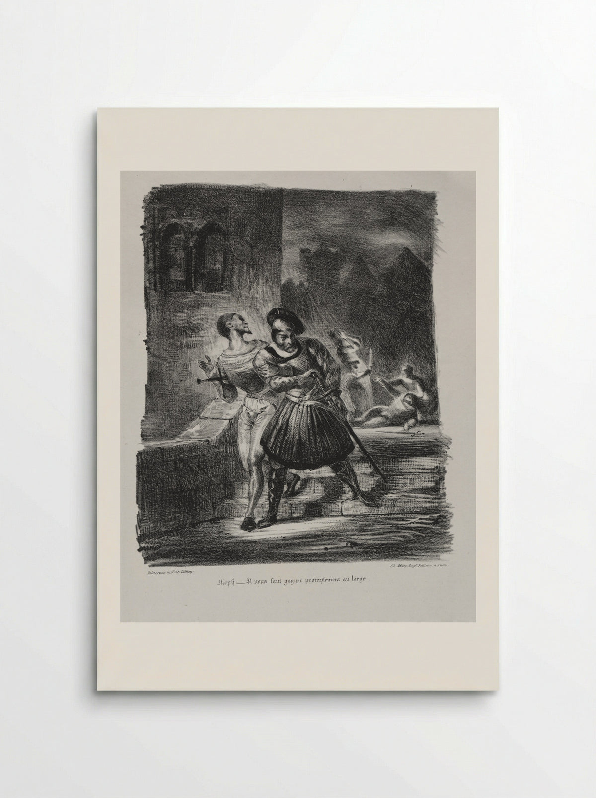 Méphistophélés and Faust flee after the duel - Eugène Delacroix - Poster
