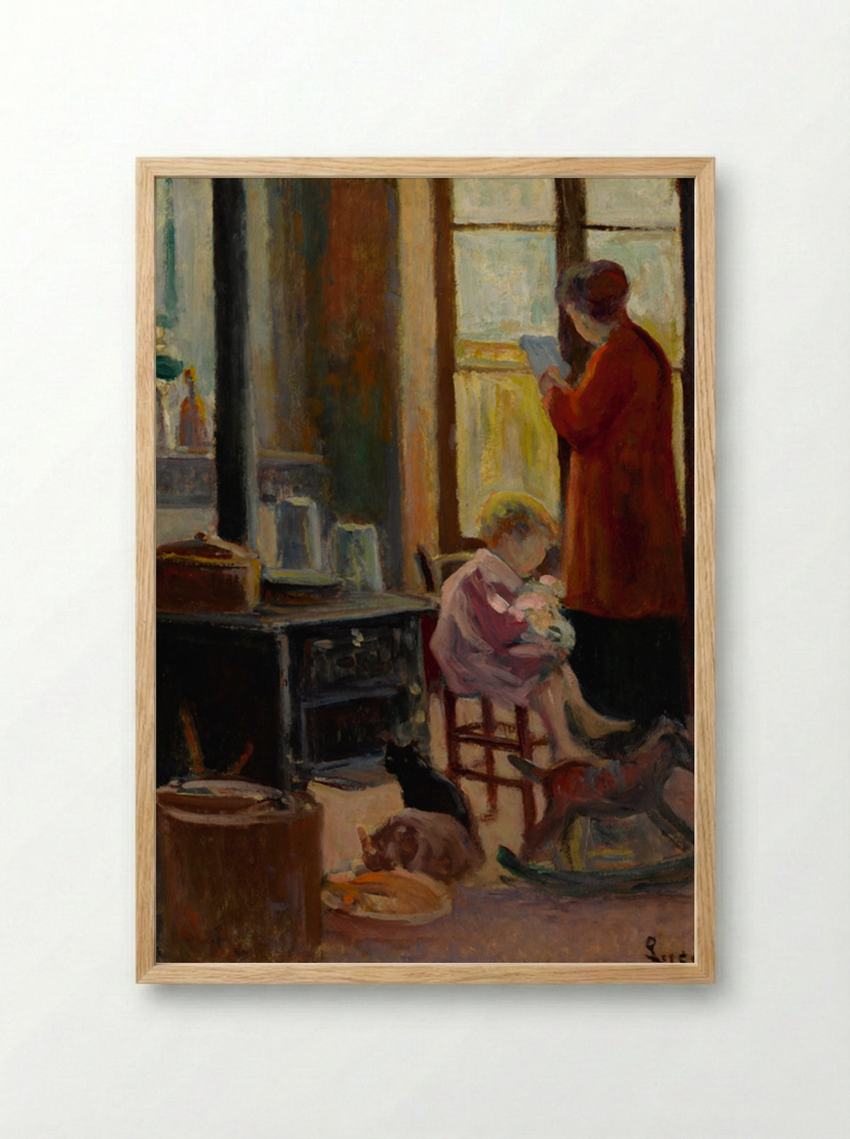 Mère Et Enfant Dans La Cuisine - Maximilien Luce - Framed Print Wood