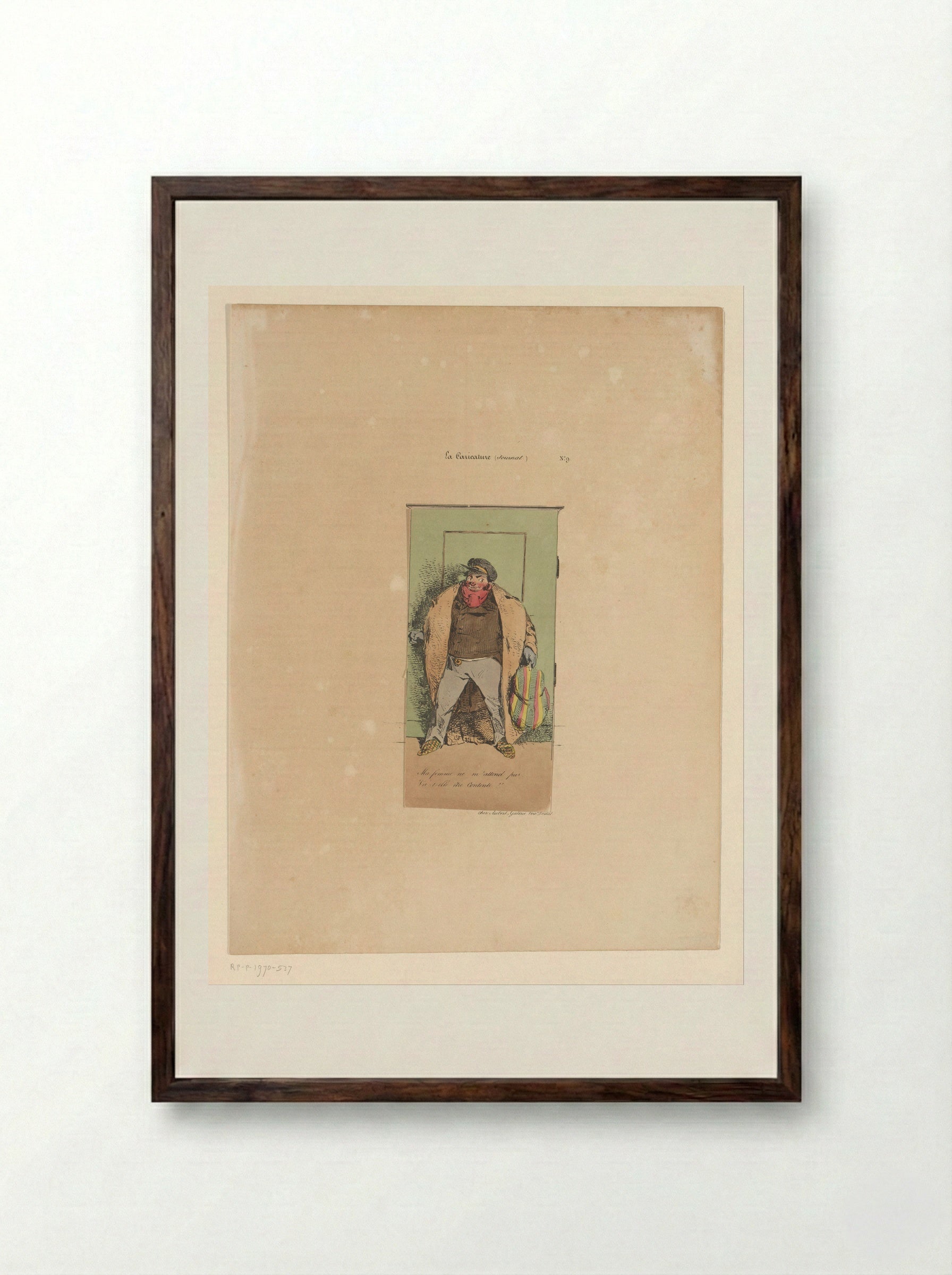 Ma femme ne m'attend pas - Henry Bonaventure Monnier - Framed Print Dark Wood
