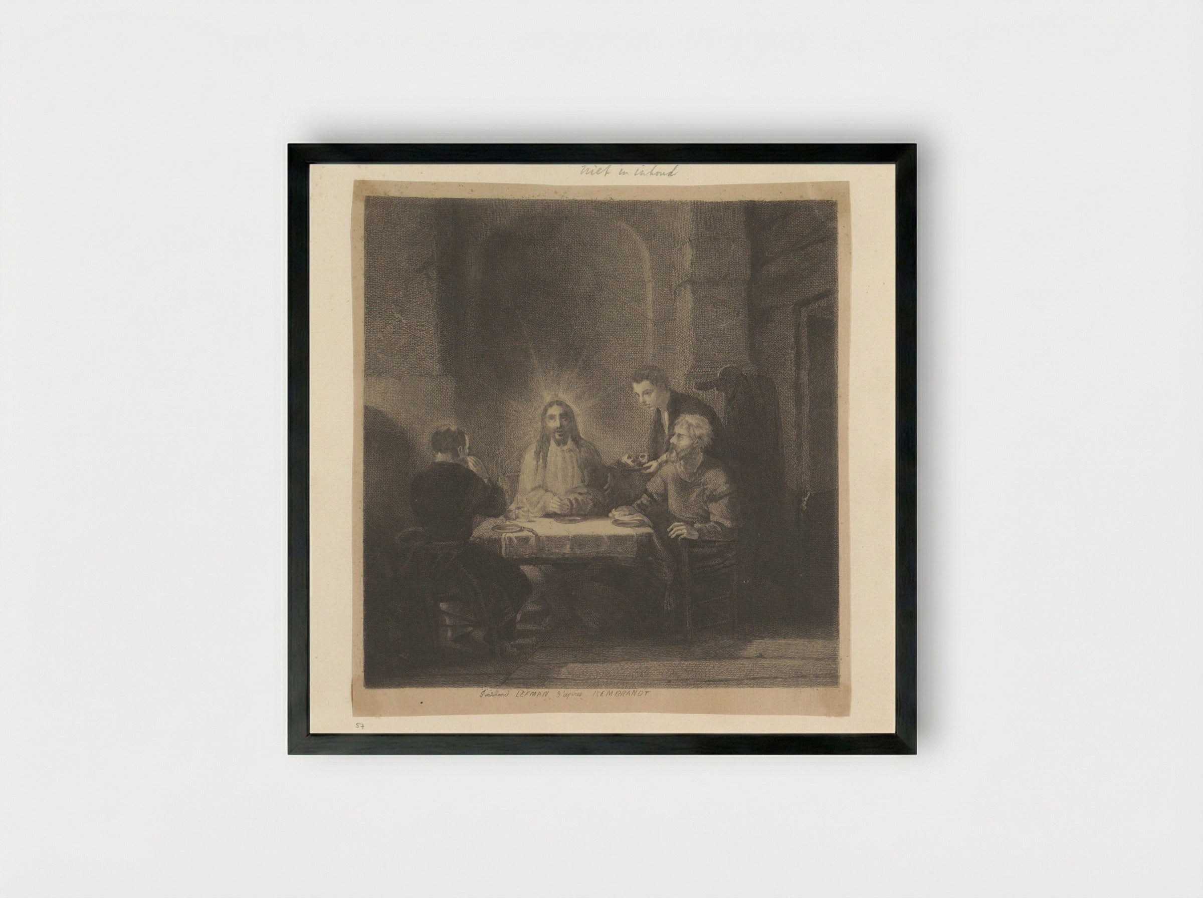 Maaltijd te Emmaüs - Henry Louis Basan - Framed Print Black