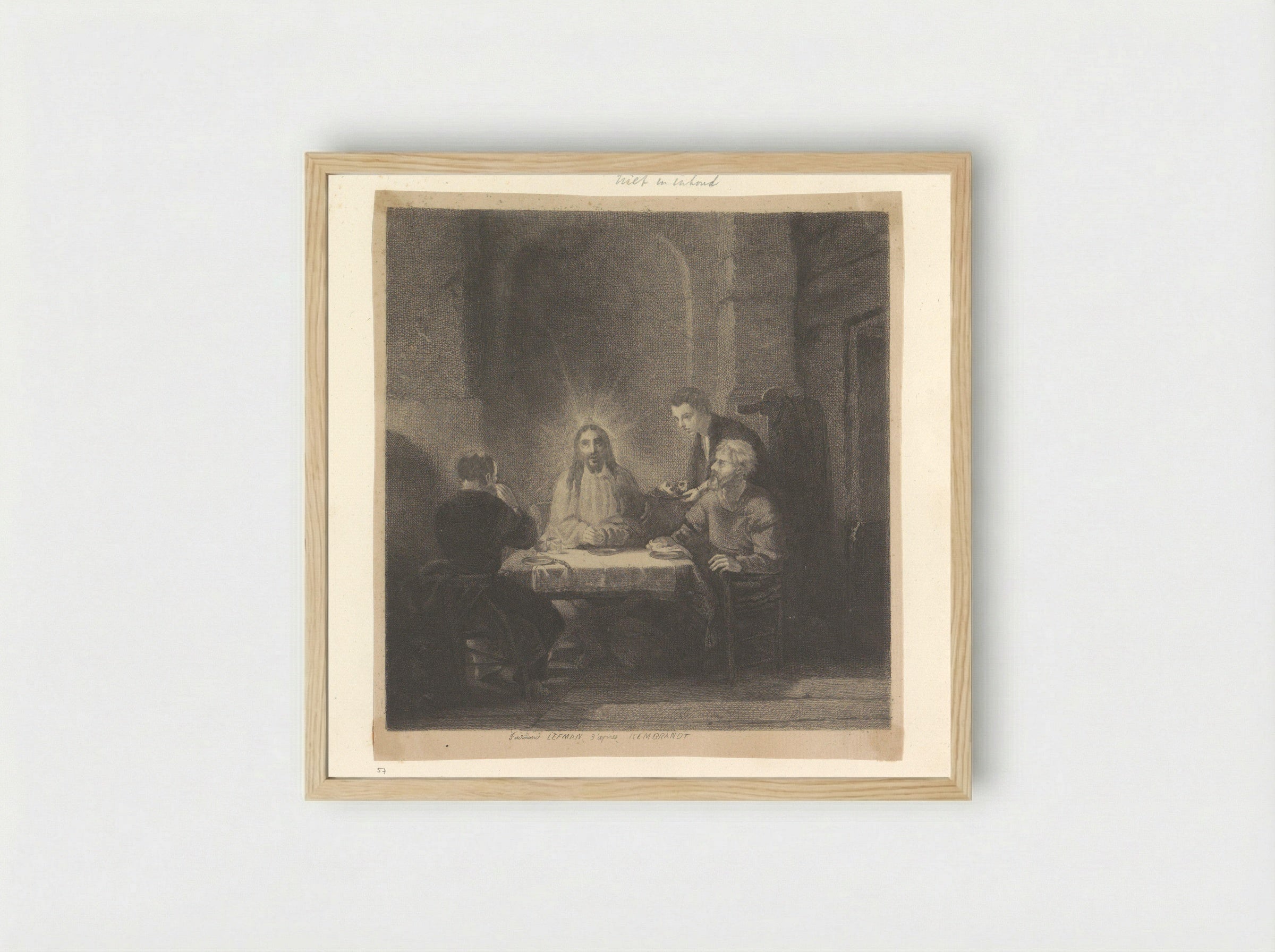 Maaltijd te Emmaüs - Henry Louis Basan - Framed Print Wood