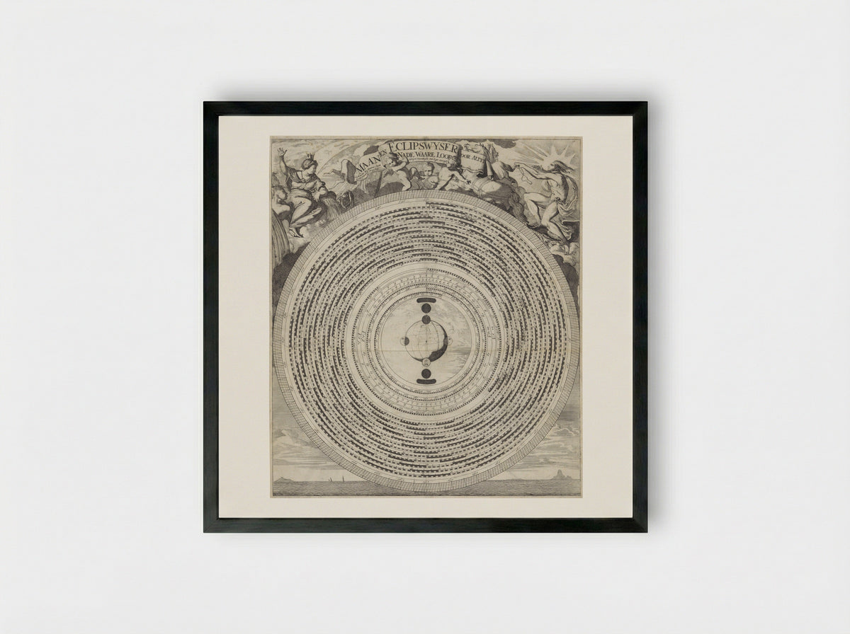 Maan- en eclipswijzer - Caspar Luyken - Framed Print Black