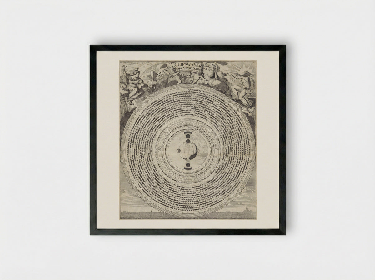 Maan- en eclipswijzer - Caspar Luyken - Framed Print Black
