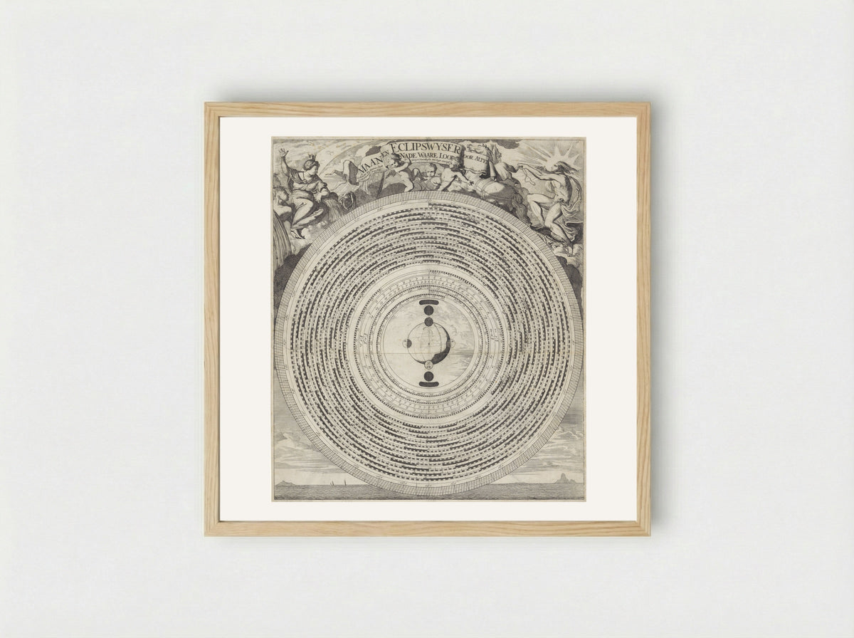 Maan- en eclipswijzer - Caspar Luyken - Framed Print Wood