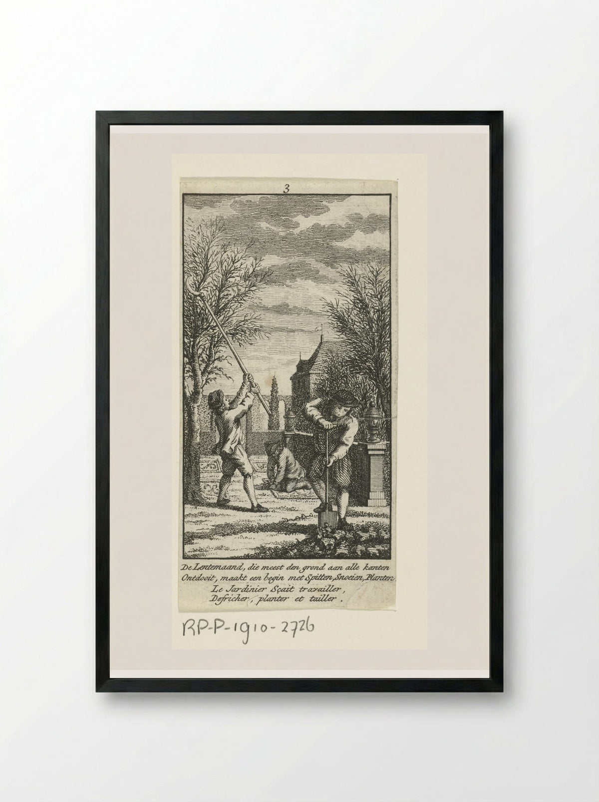 Maart: in de tuin werken - Jan Caspar Philips - Framed Print Black