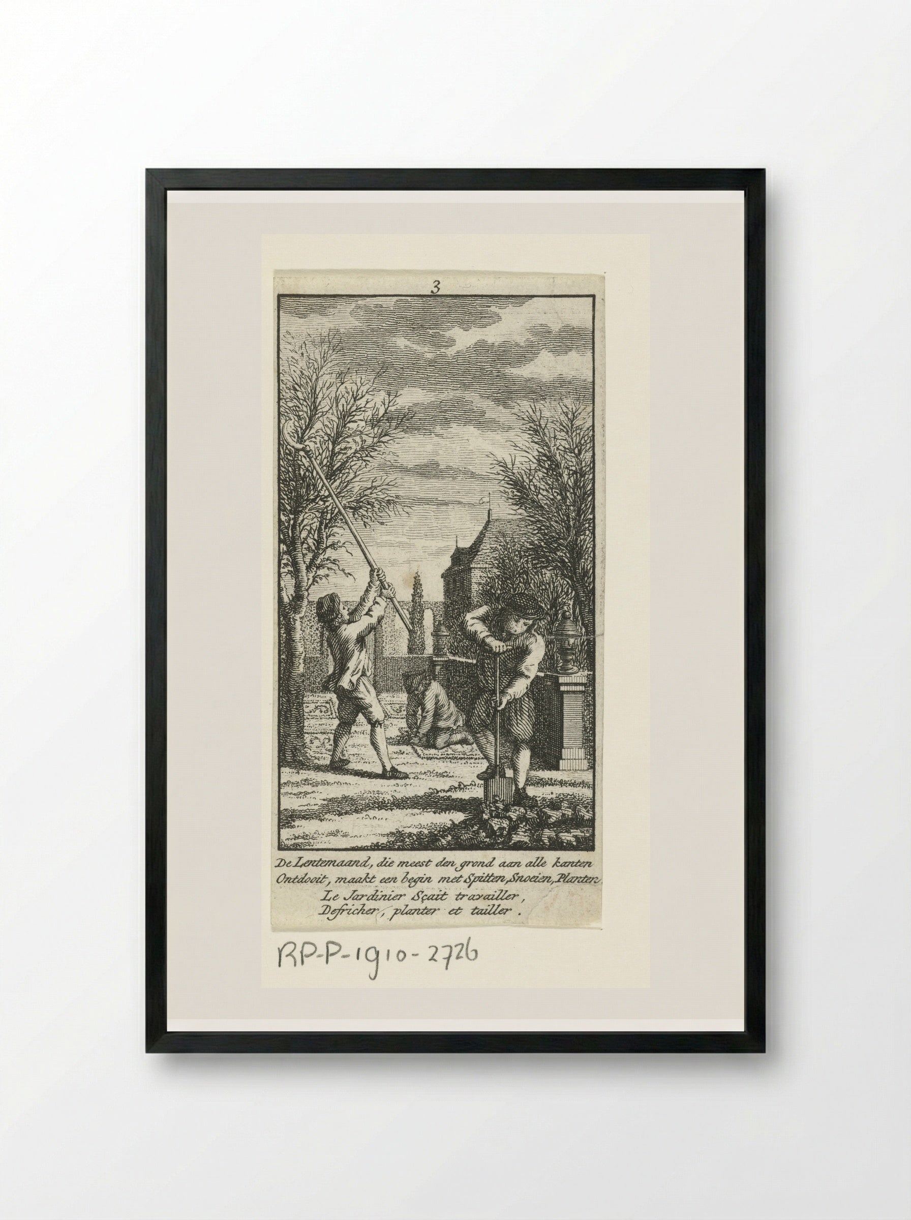 Maart: in de tuin werken - Jan Caspar Philips - Framed Print Black