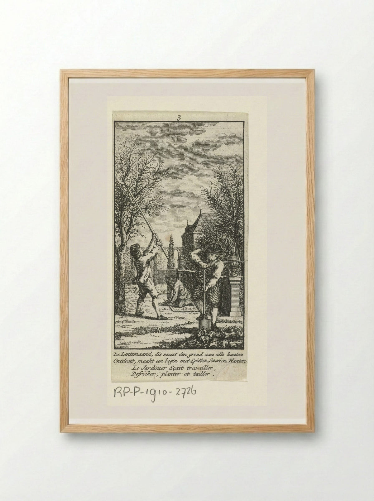 Maart: in de tuin werken - Jan Caspar Philips - Framed Print Wood