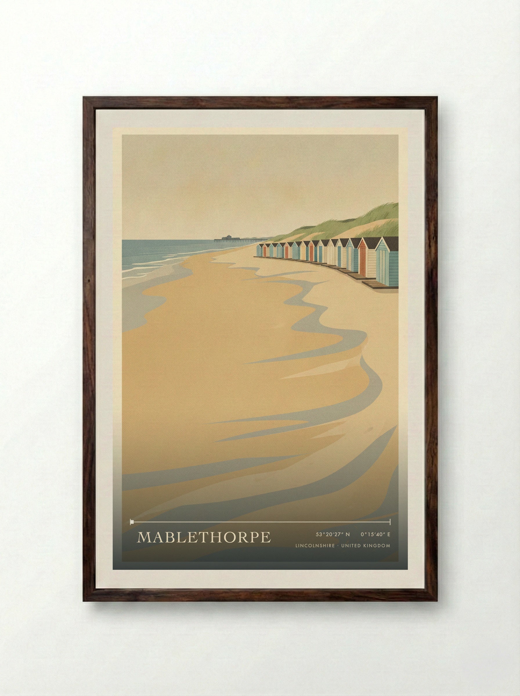 Mablethorpe Lincolnshire United Kingdom Travel Poster - Framed Print Dark Wood