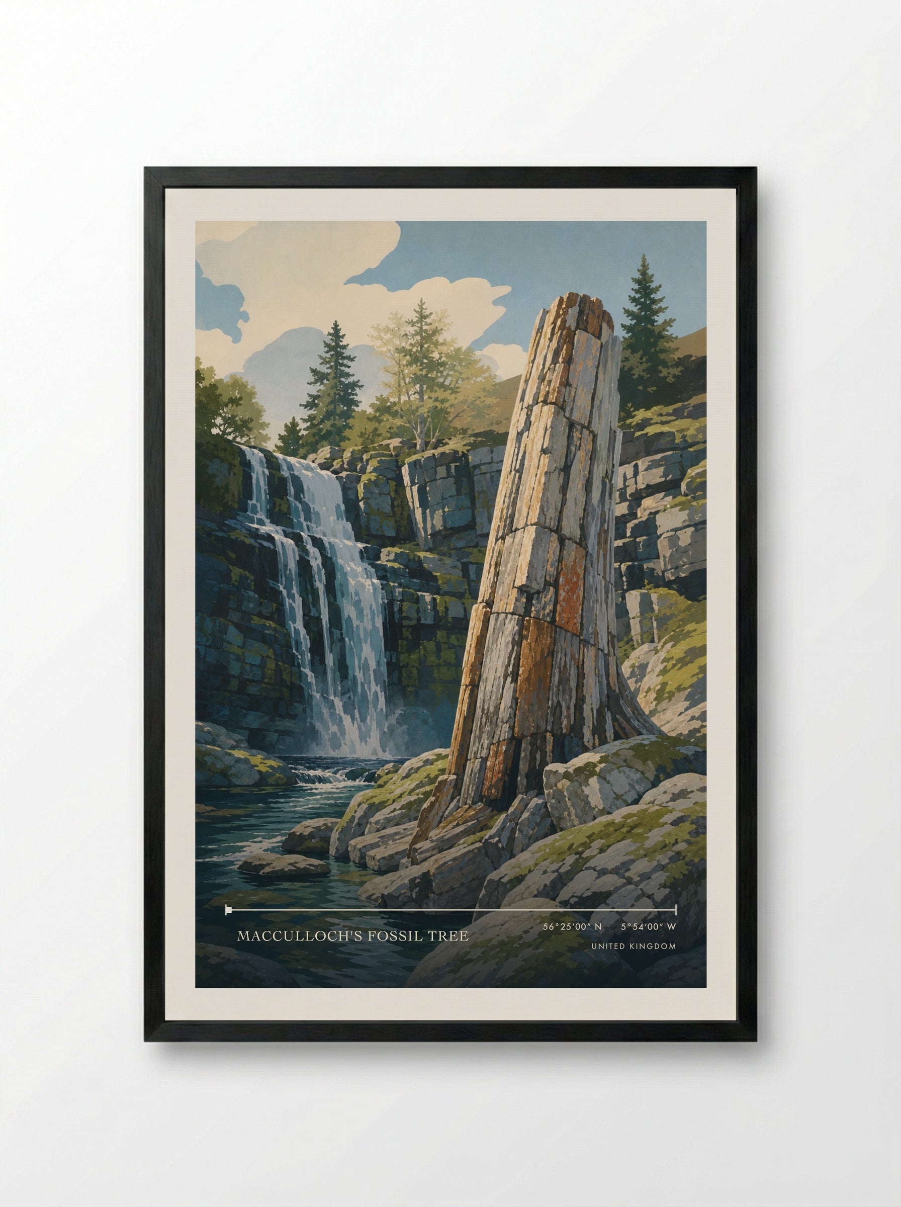 MacCulloch's Fossil Tree United Kingdom Travel Poster - Framed Print Black