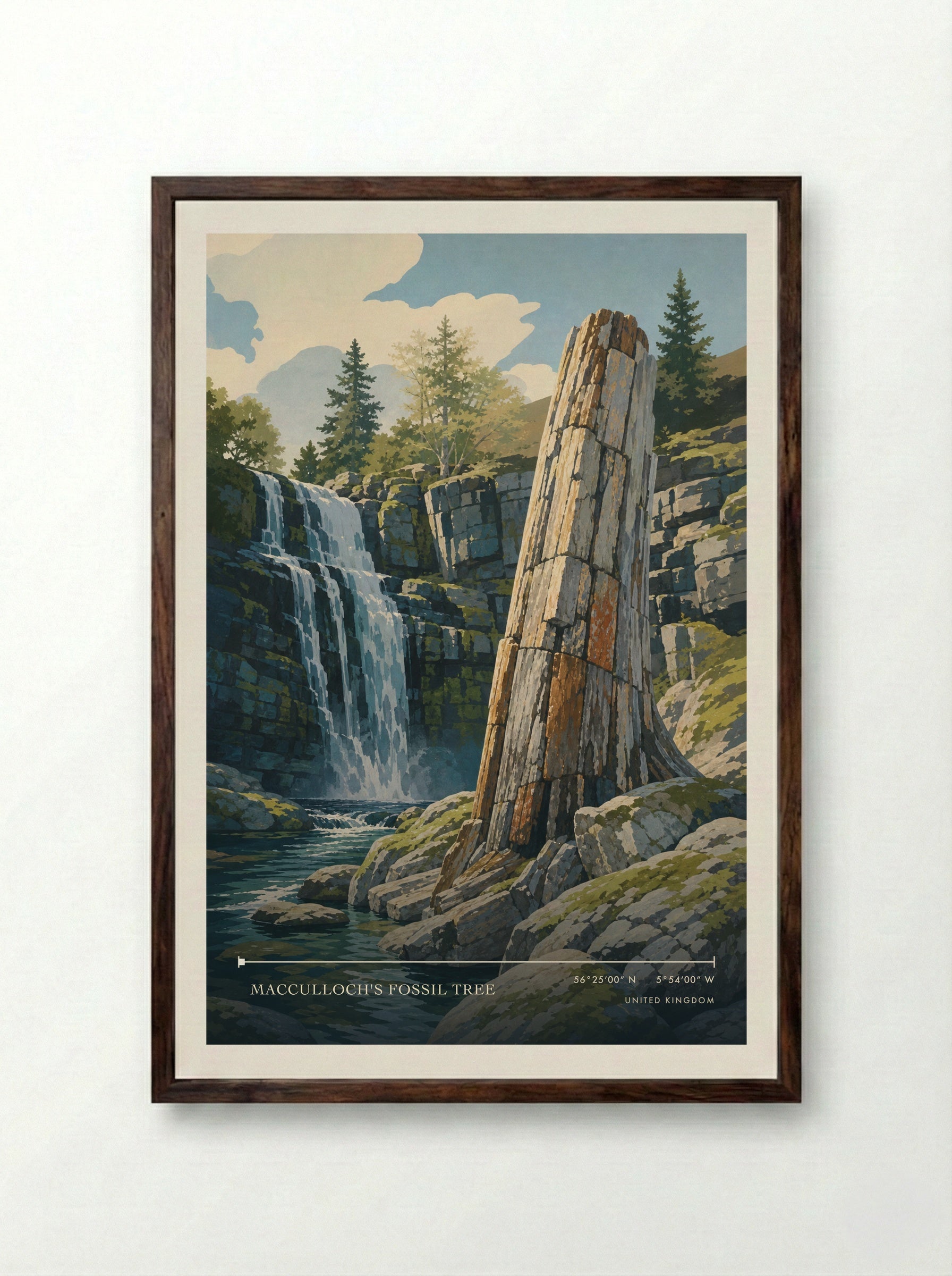 MacCulloch's Fossil Tree United Kingdom Travel Poster - Framed Print Dark Wood