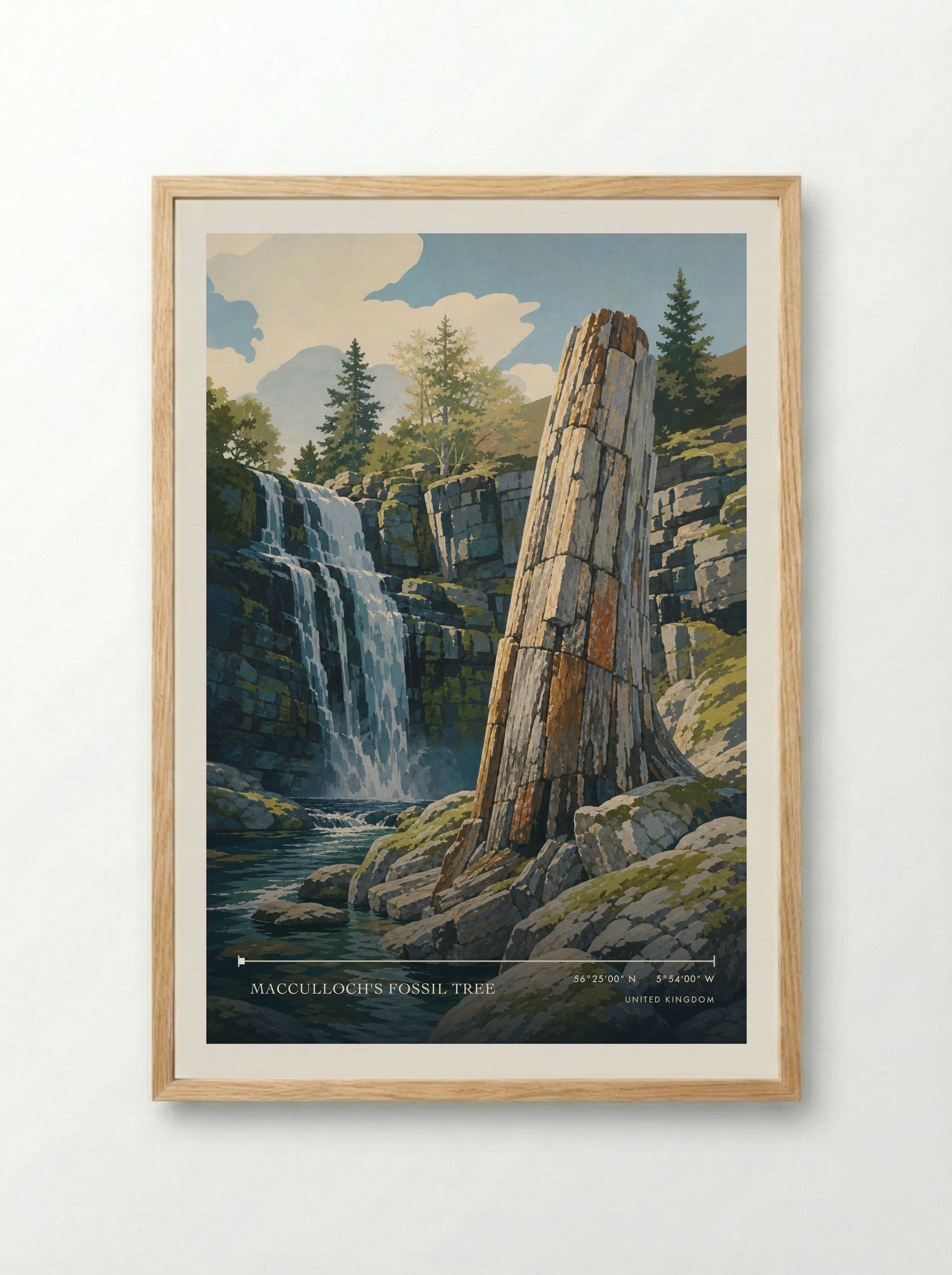 MacCulloch's Fossil Tree United Kingdom Travel Poster - Framed Print Wood
