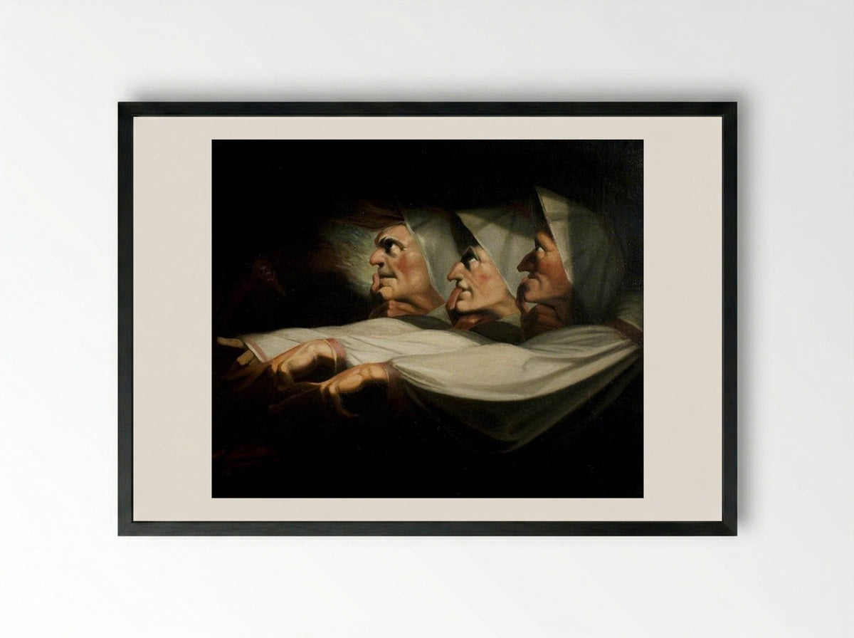 Macbeth, Act I, Scene 3, the Weird Sisters - Henry Fuseli - Framed Print Black