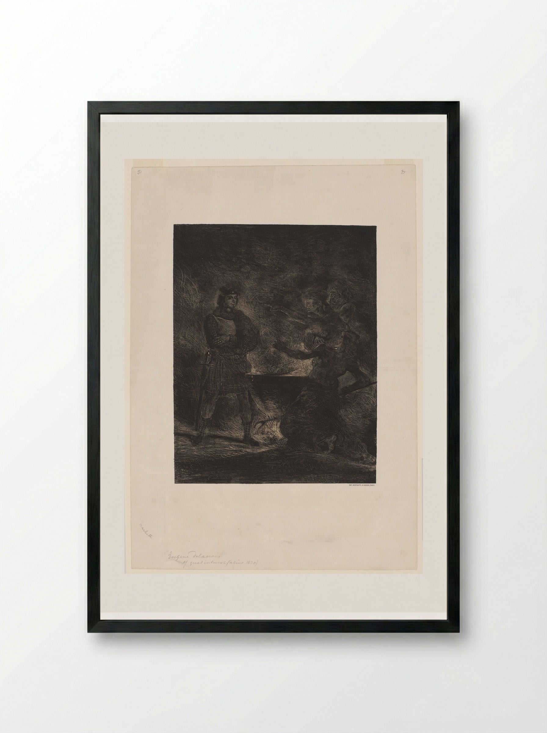 Macbeth and the Witches - Ferdinand-Victor-Eugène Delacroix - Framed Print Black