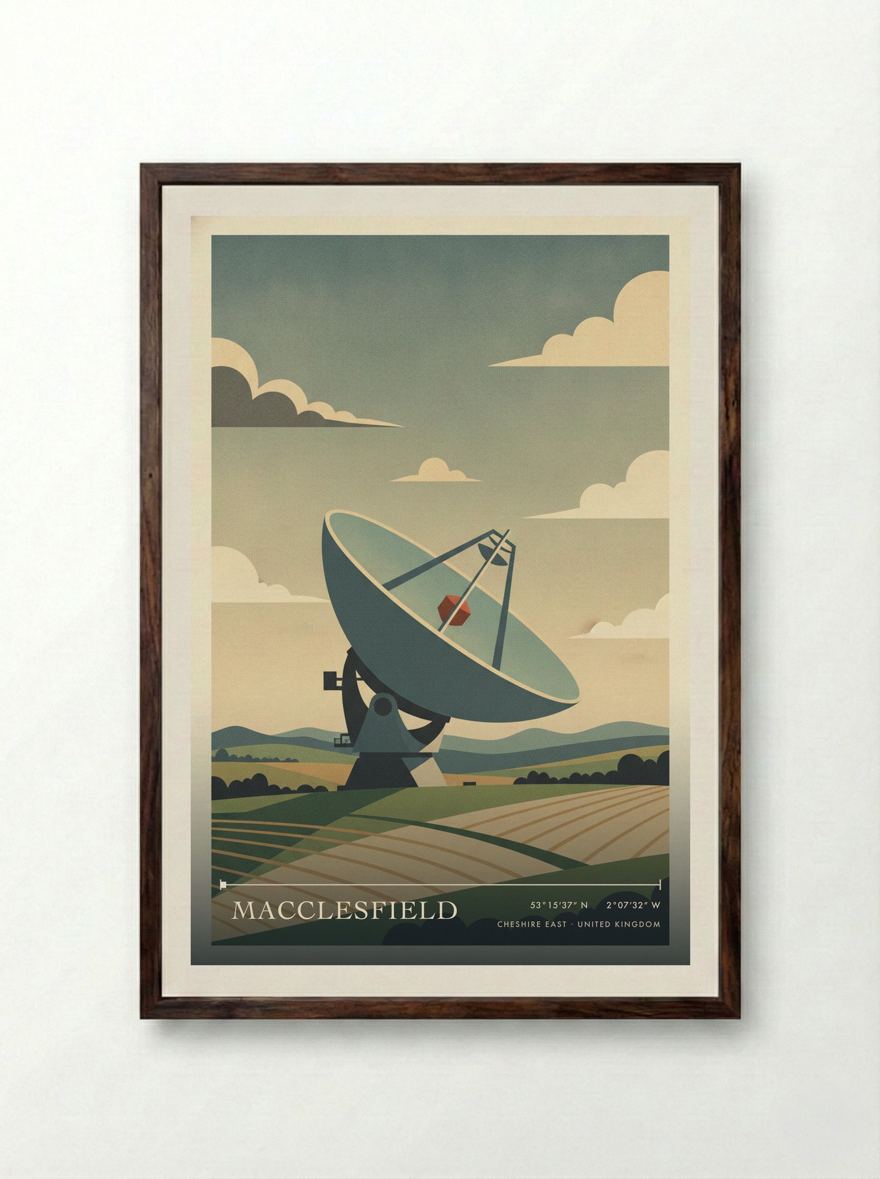 Macclesfield Cheshire East United Kingdom Travel Poster - Framed Print Dark Wood