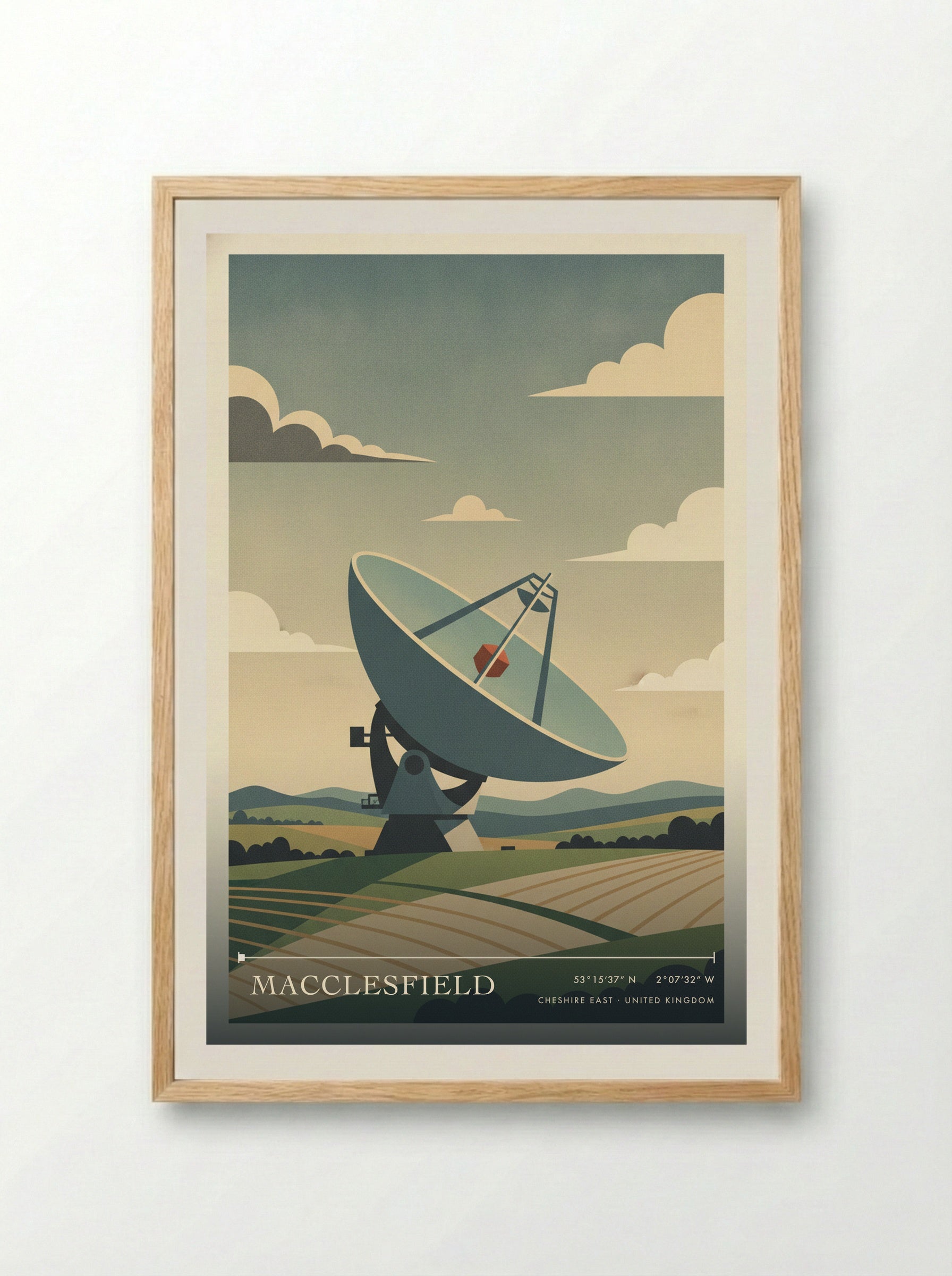 Macclesfield Cheshire East United Kingdom Travel Poster - Framed Print Wood