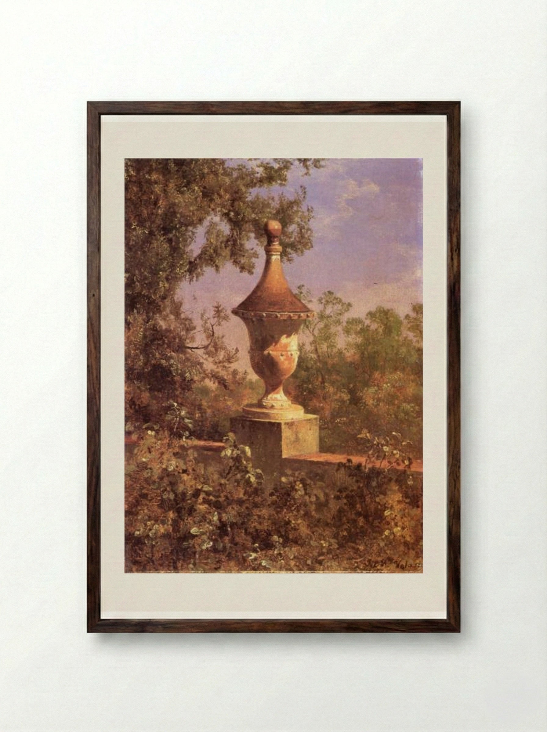Macetón del Baño de los Pescaditos - José María Velasco - Framed Print Dark Wood