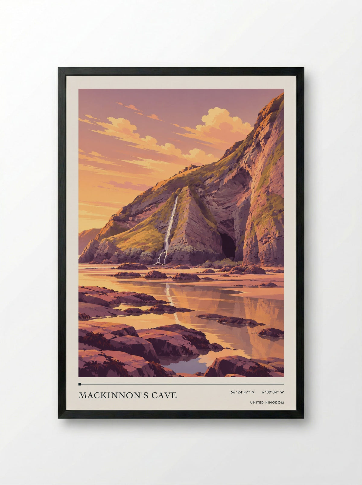 Mackinnon's Cave | Travel Poster - Framed Print Black