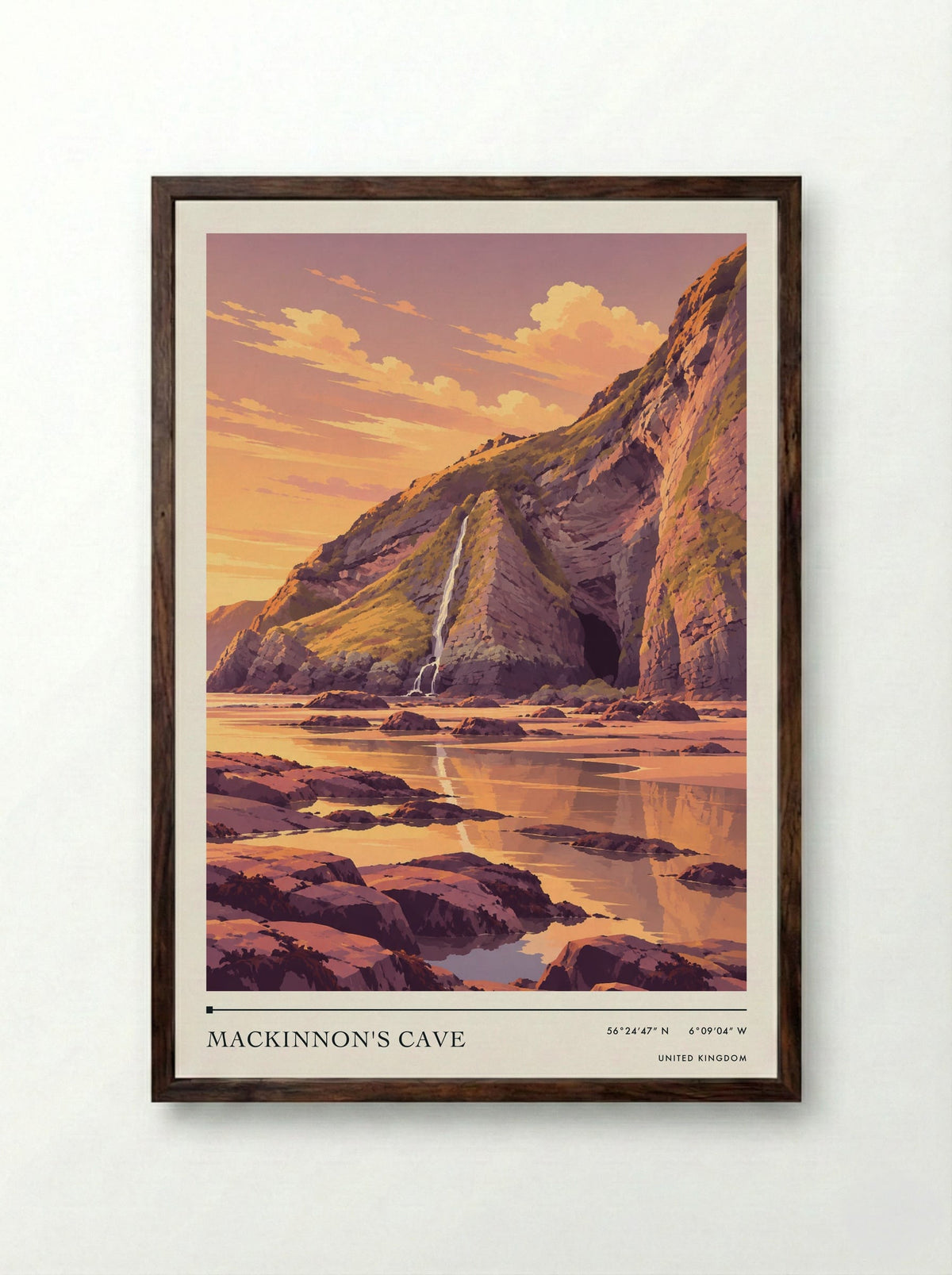 Mackinnon's Cave | Travel Poster - Framed Print Dark Wood