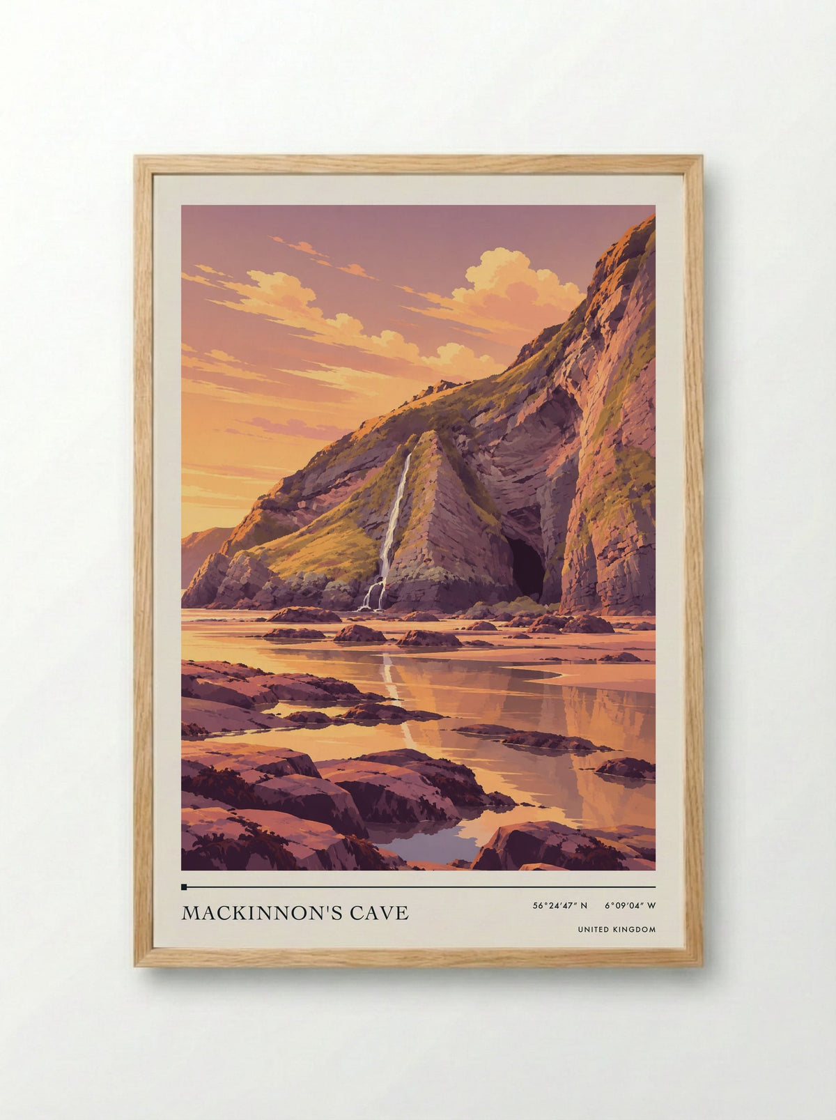 Mackinnon's Cave | Travel Poster - Framed Print Wood