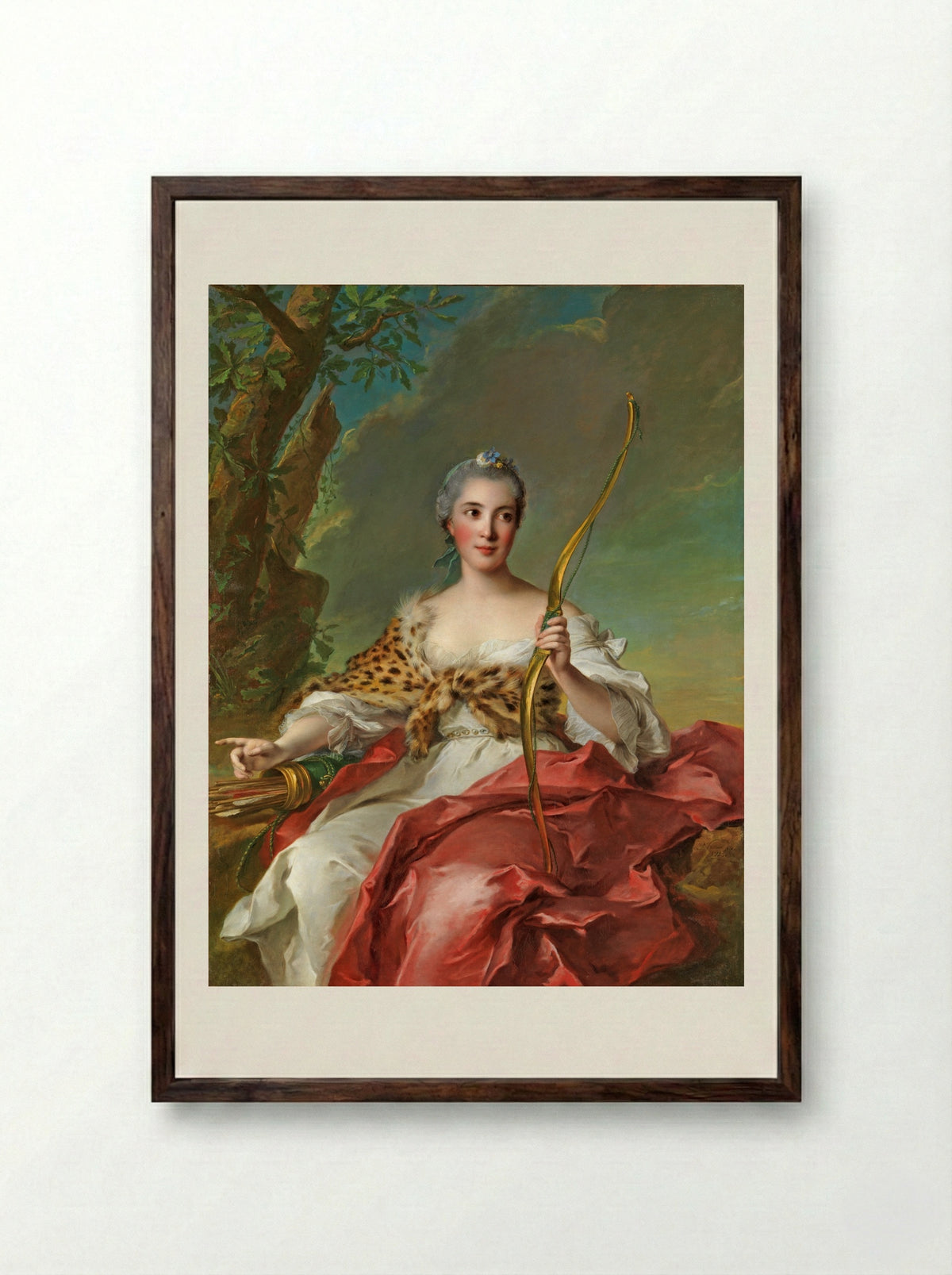 Madame Bergeret de Frouville as Diana - Jean-Marc Nattier - Framed Print Dark Wood