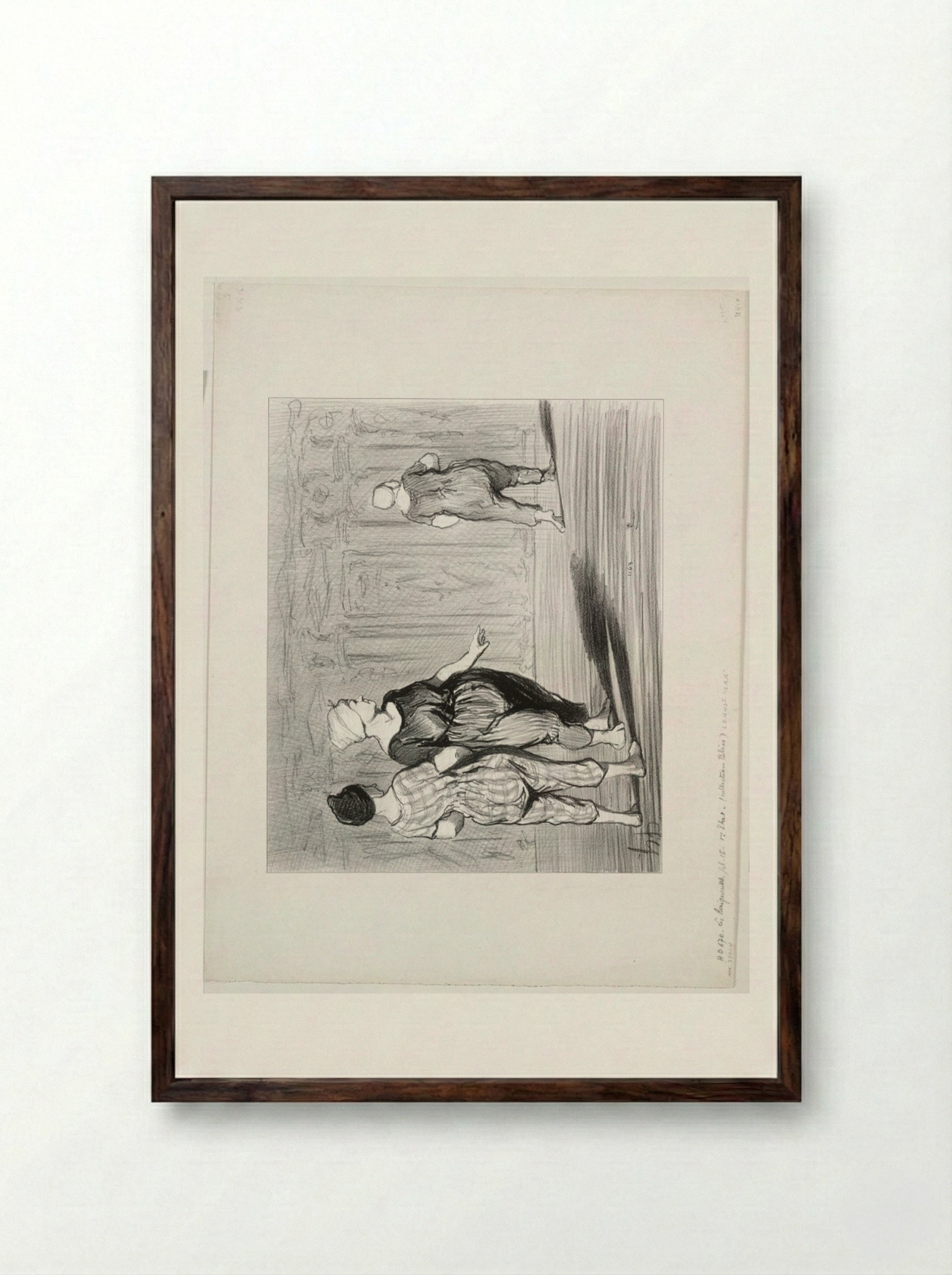 Madame Coquardeau still has a pretty figure after all! - Honoré Daumier - Framed Print Dark Wood