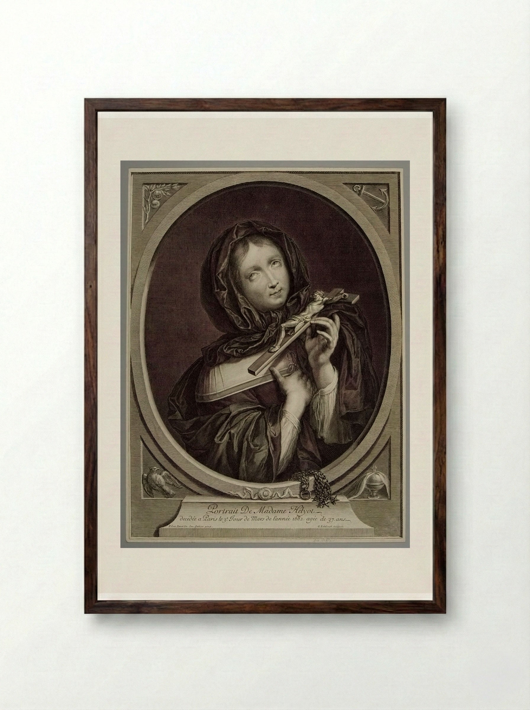 Madame Helyot (Marie Herinx) - Gérard Edelinck - Framed Print Dark Wood