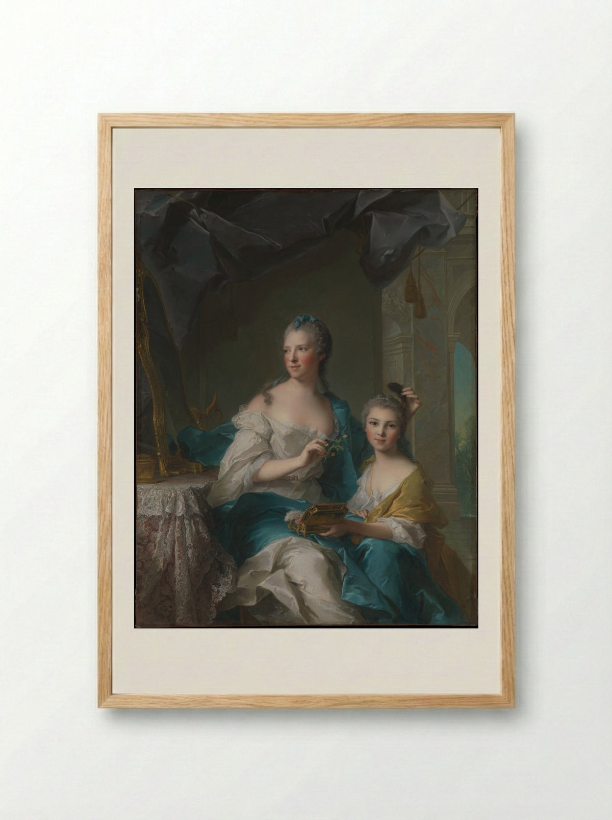 Madame Marsollier and Her Daughter - Jean-Marc Nattier - Framed Print Wood