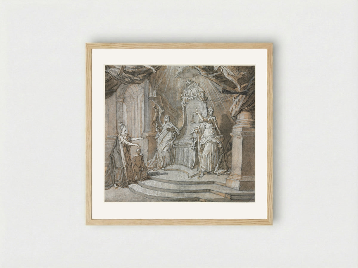Madame de Maintenon Returning to the Catholic Church - Charles Dominique Joseph Eisen - Framed Print Wood