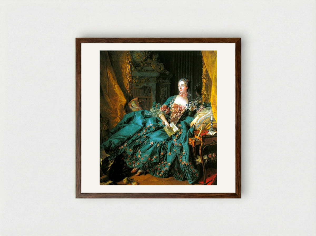 Madame de Pompadour - François Boucher - Framed Print Dark Wood