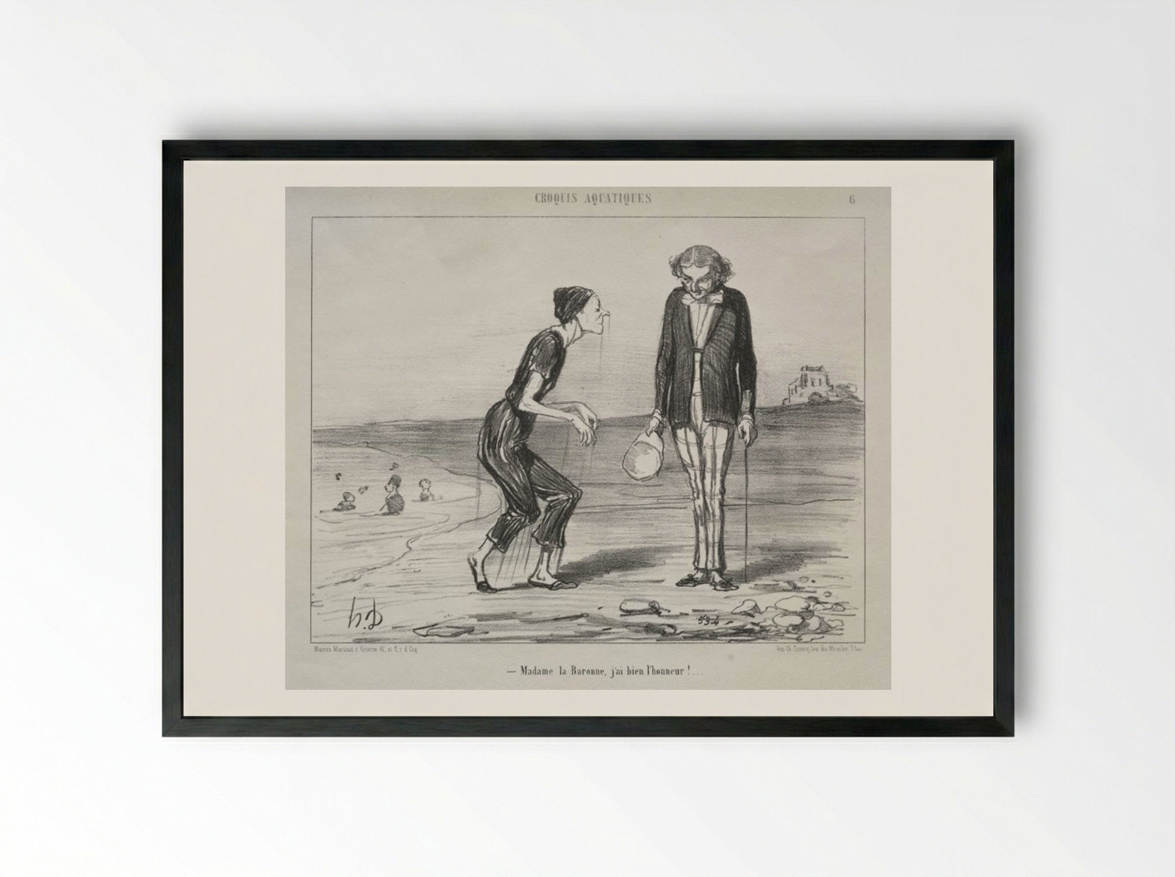 Madame la Baronne, j'ai bien l'honneur! - Honoré Daumier - Framed Print Black