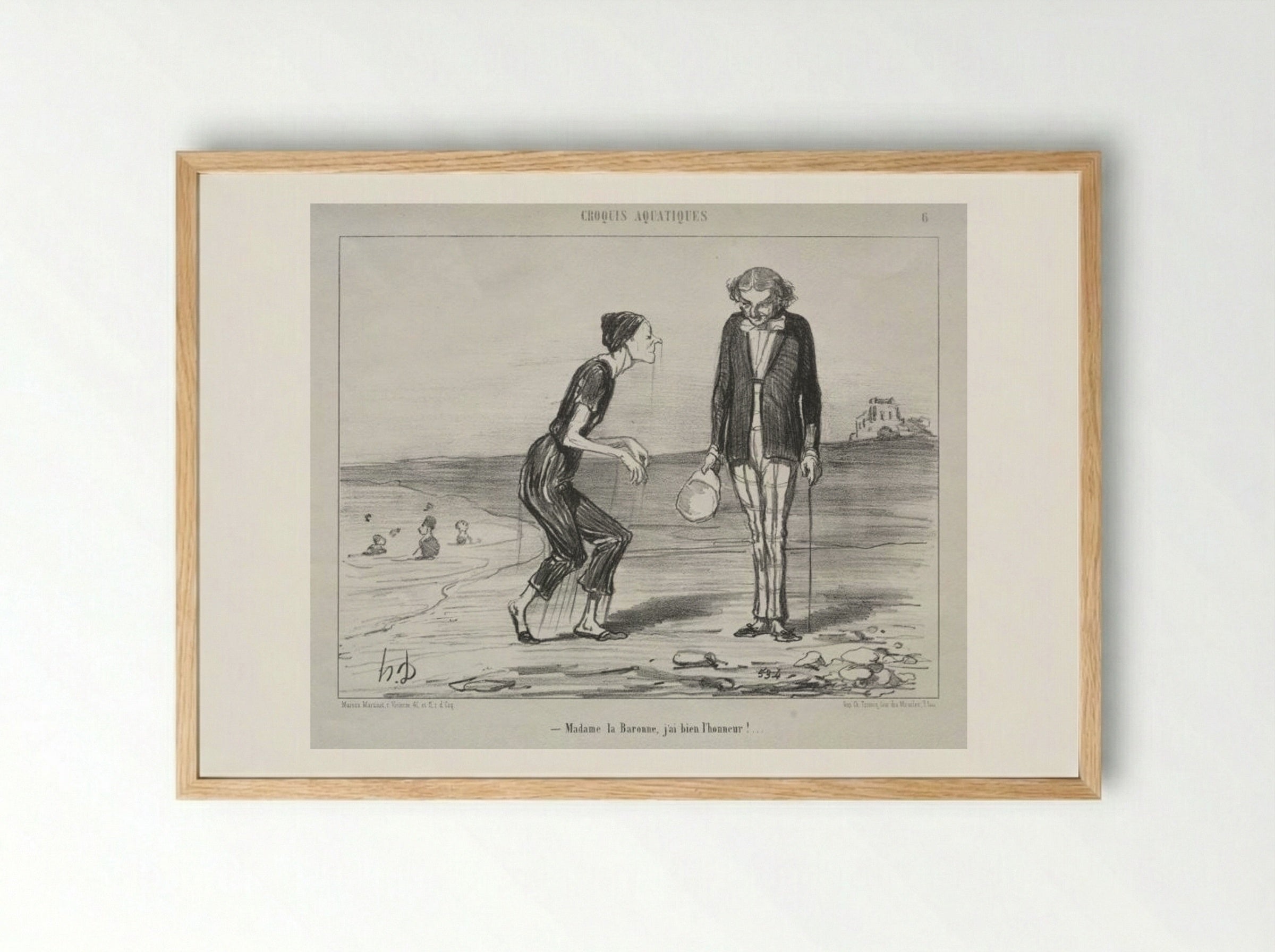 Madame la Baronne, j'ai bien l'honneur! - Honoré Daumier - Framed Print Wood