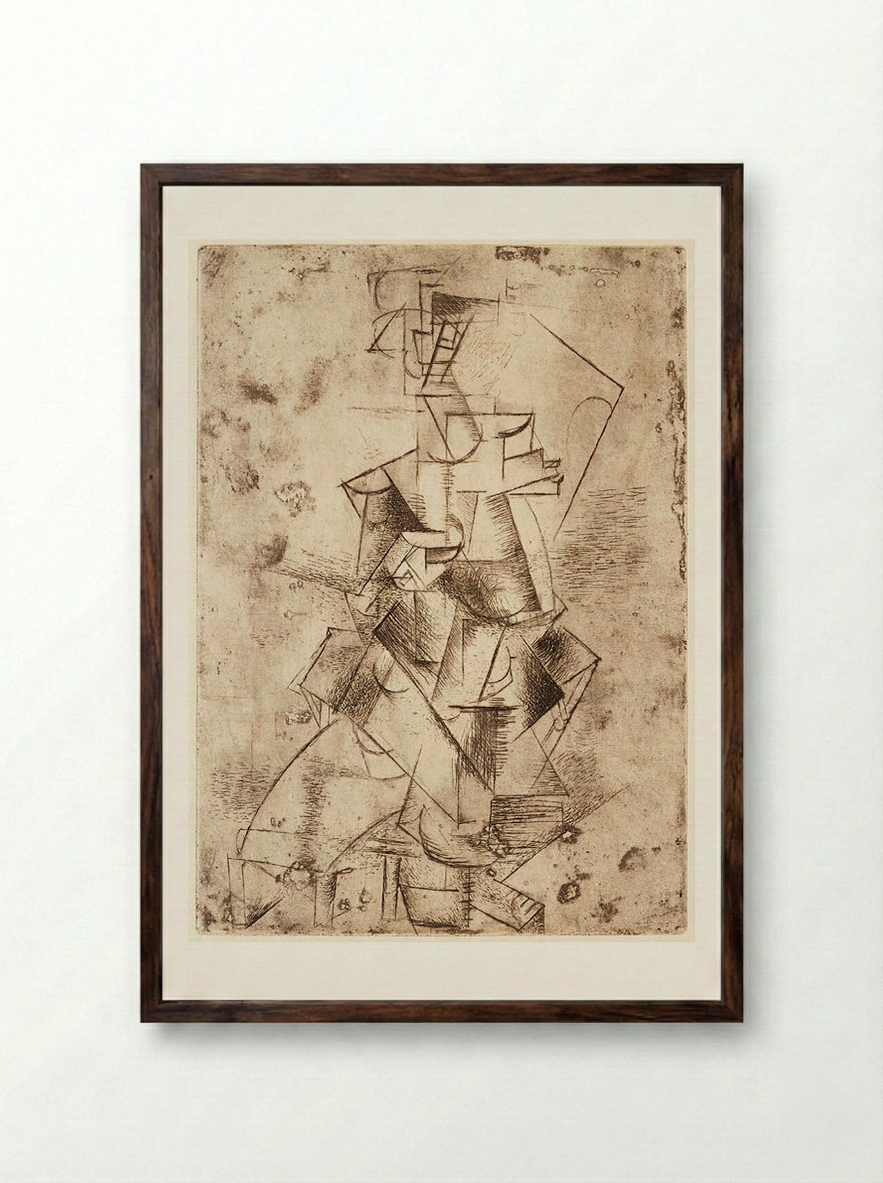 Mademoiselle Léonie in a Lounge Chair - Pablo Picasso - Framed Print Dark Wood
