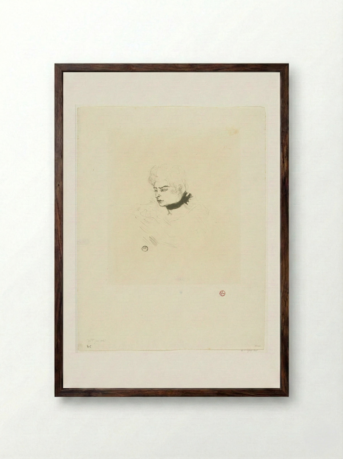Mademoiselle Pois Vert - Henri de Toulouse-Lautrec - Framed Print Dark Wood
