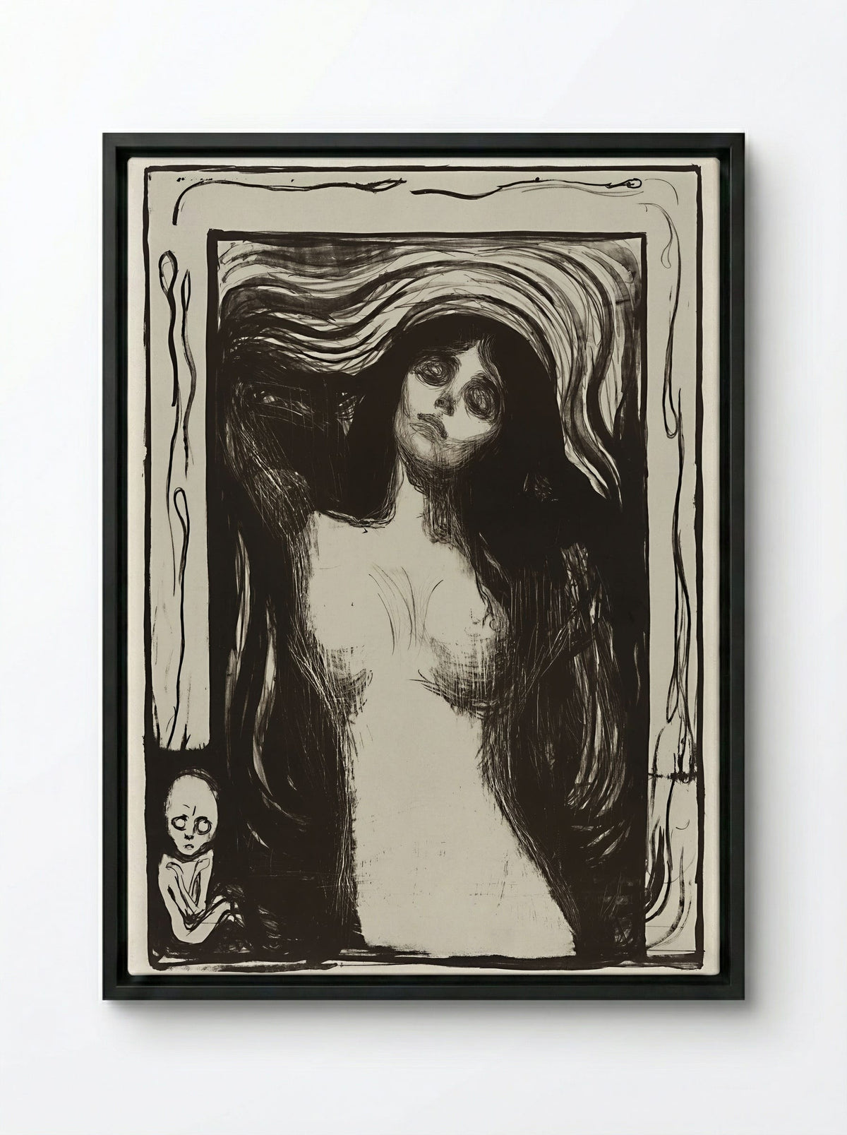 Madonna (Liebendes Weib) - Edvard Munch - Framed Canvas Black