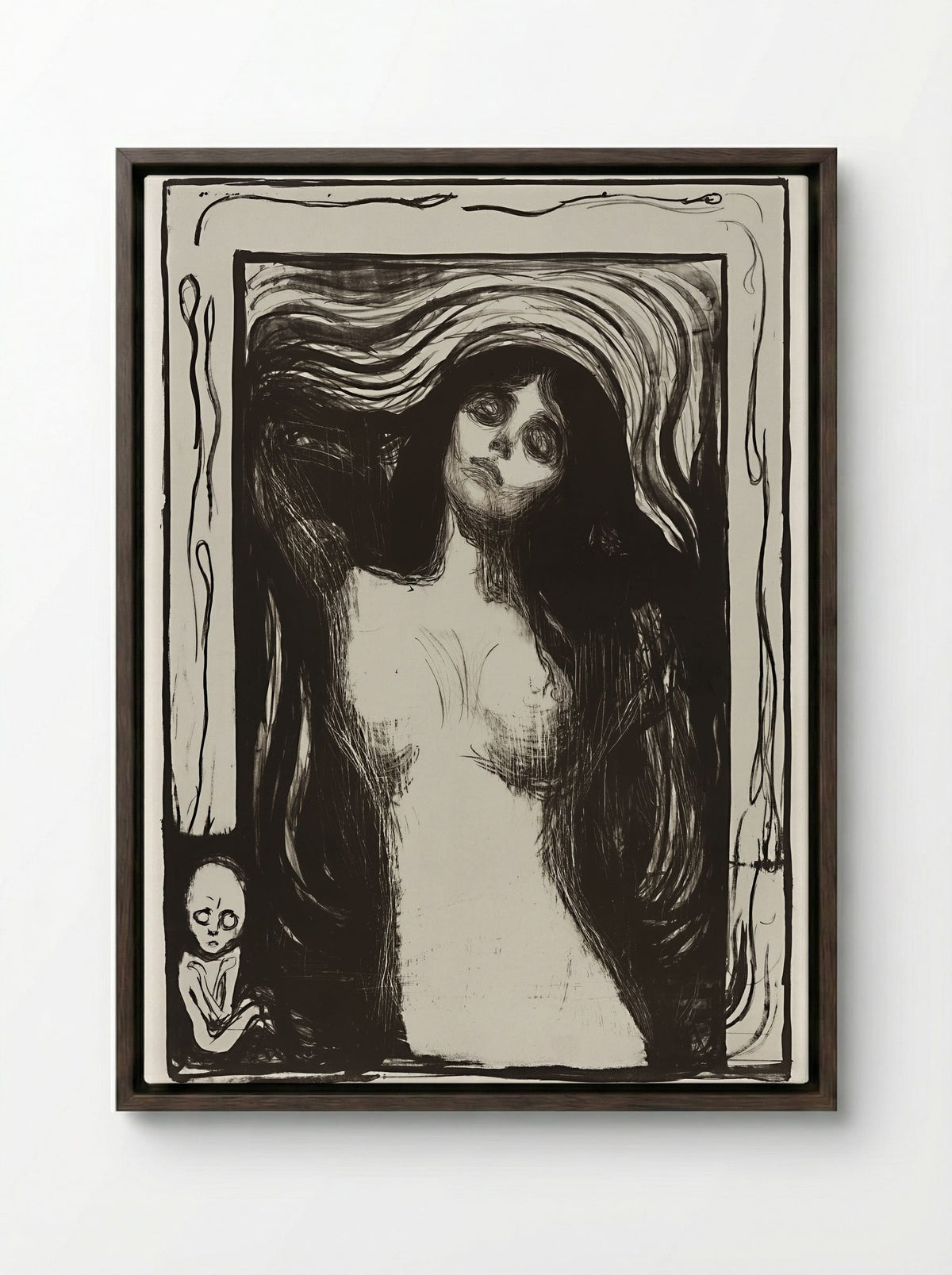 Madonna (Liebendes Weib) - Edvard Munch - Framed Canvas Dark Wood