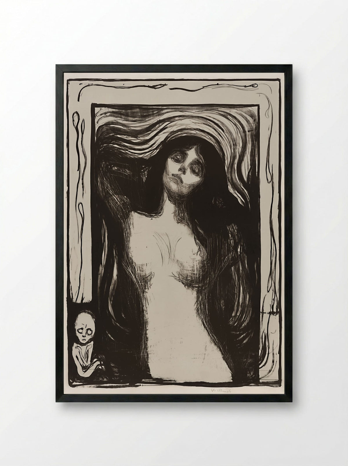 Madonna (Liebendes Weib) - Edvard Munch - Framed Print Black